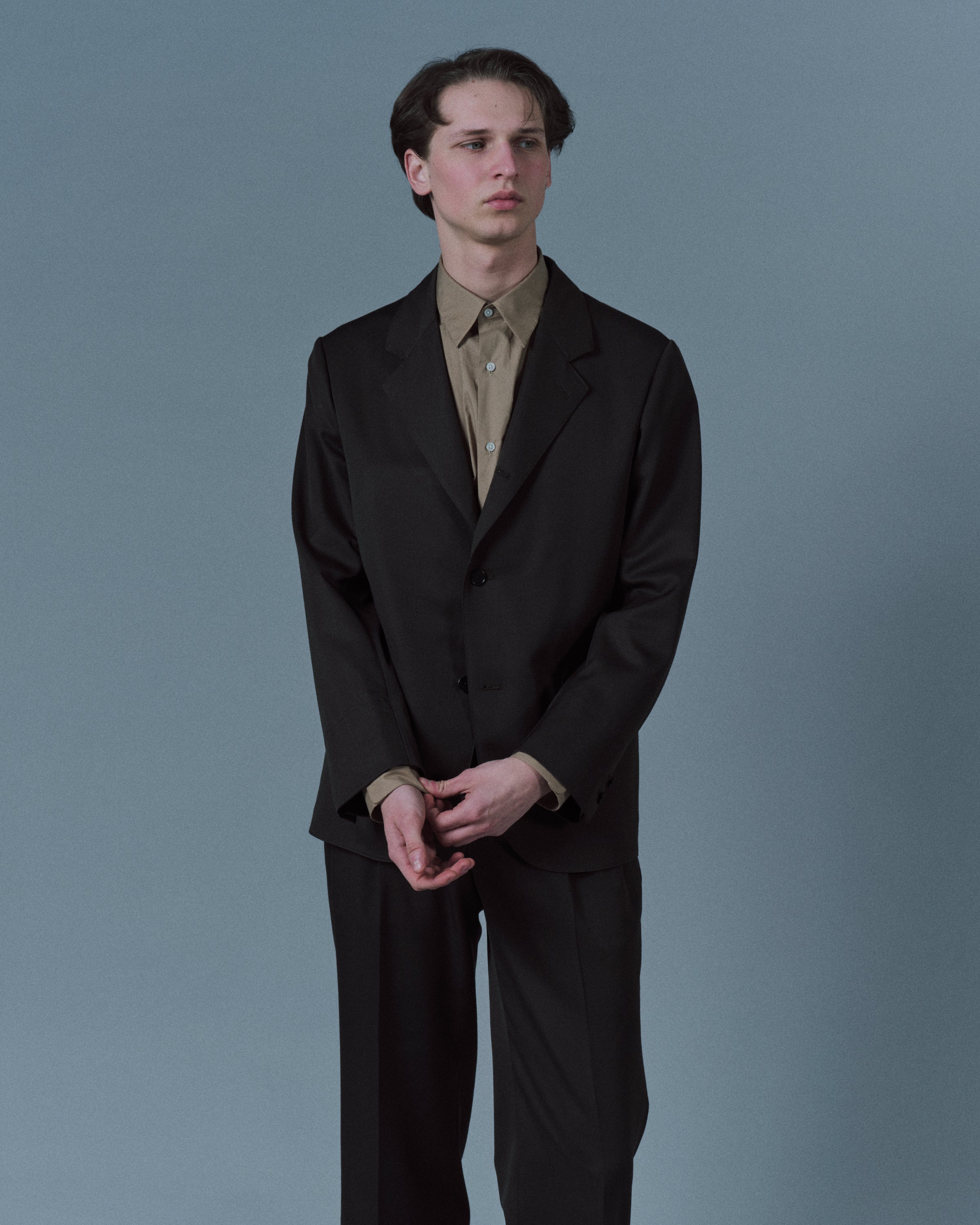 Organic Wool 2/80 Gabardine / Sack Coat, Dark Olive