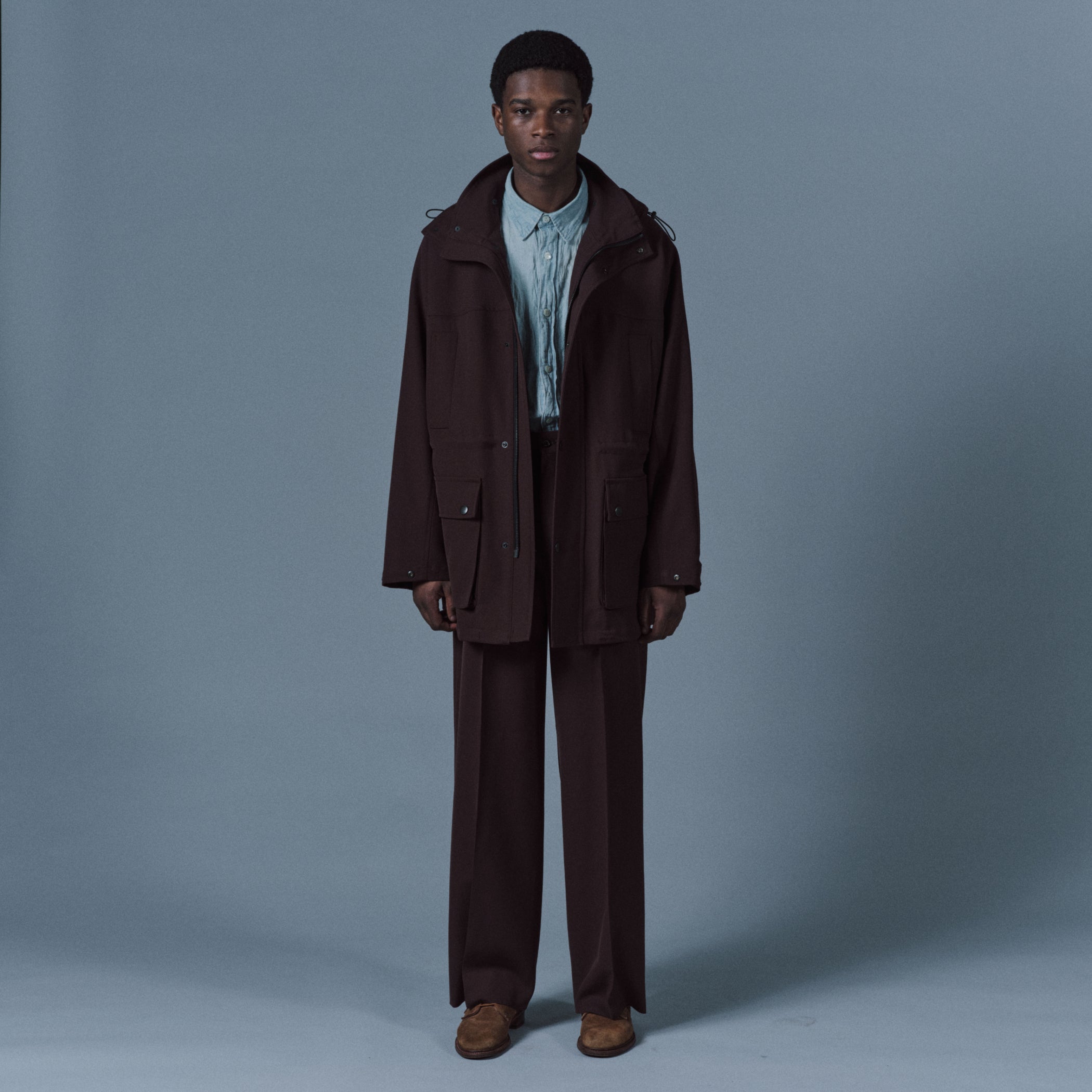 Organic Wool Survival Cloth / Mountain Parka, Dark Brown