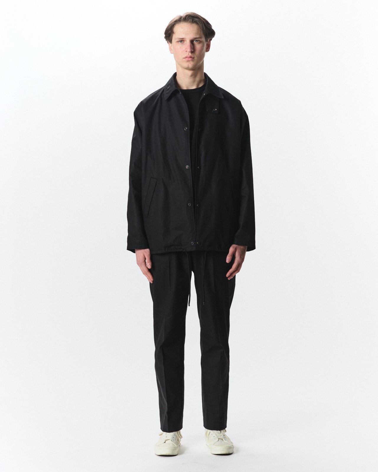 Organic Cotton Survival Cloth® / Flat Tapered Easy Trousers, Black