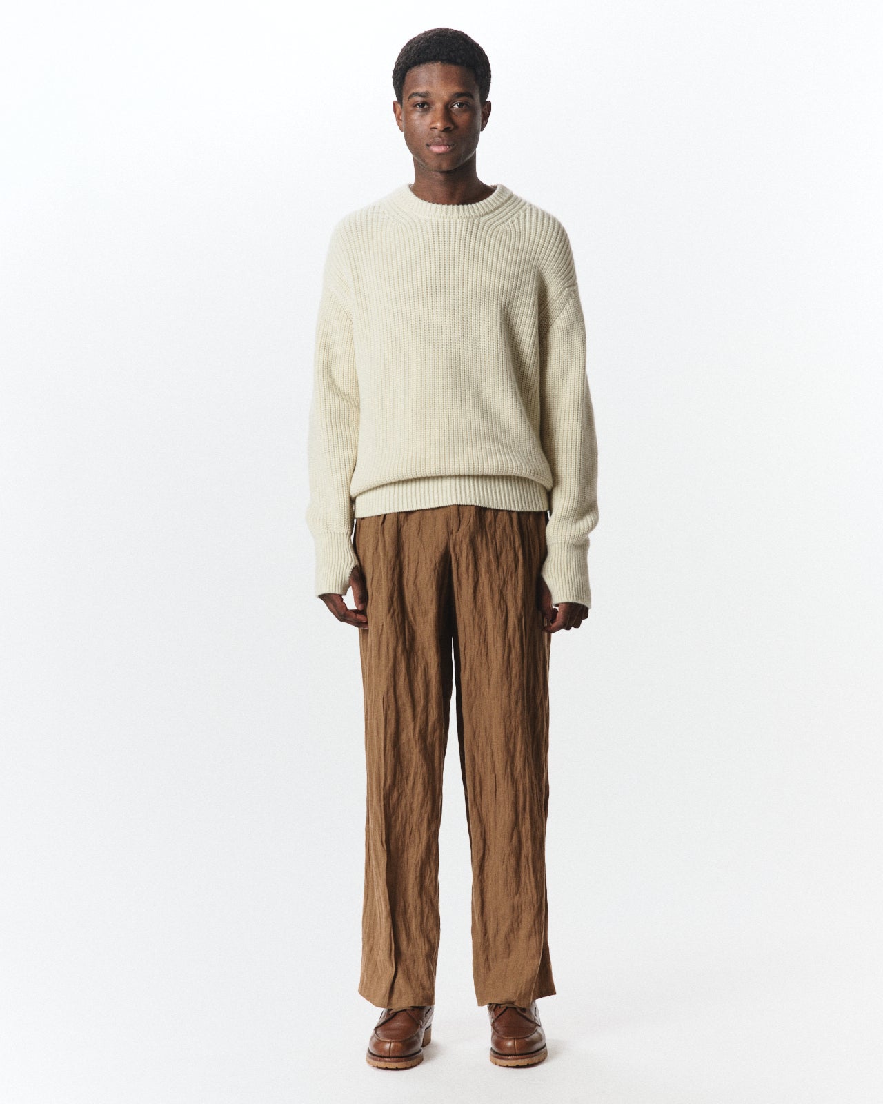 Organic Wool X Stainless Oatmeal / Double Pleated Trousers, Coyote
