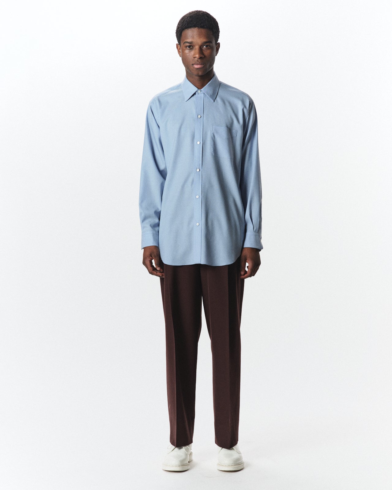 Super 160s Washable Wool Oxford / Regular Fit Dress Shirt, Saxe