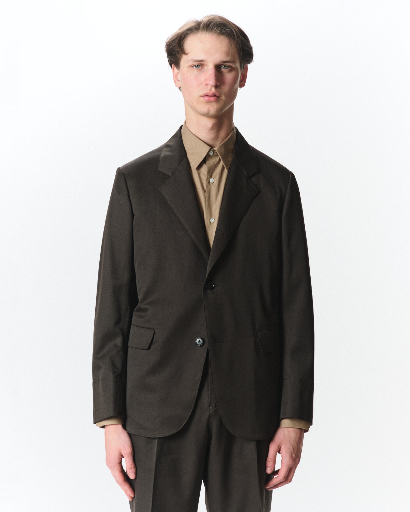Organic Wool 2/80 Gabardine / Sack Coat, Dark Olive