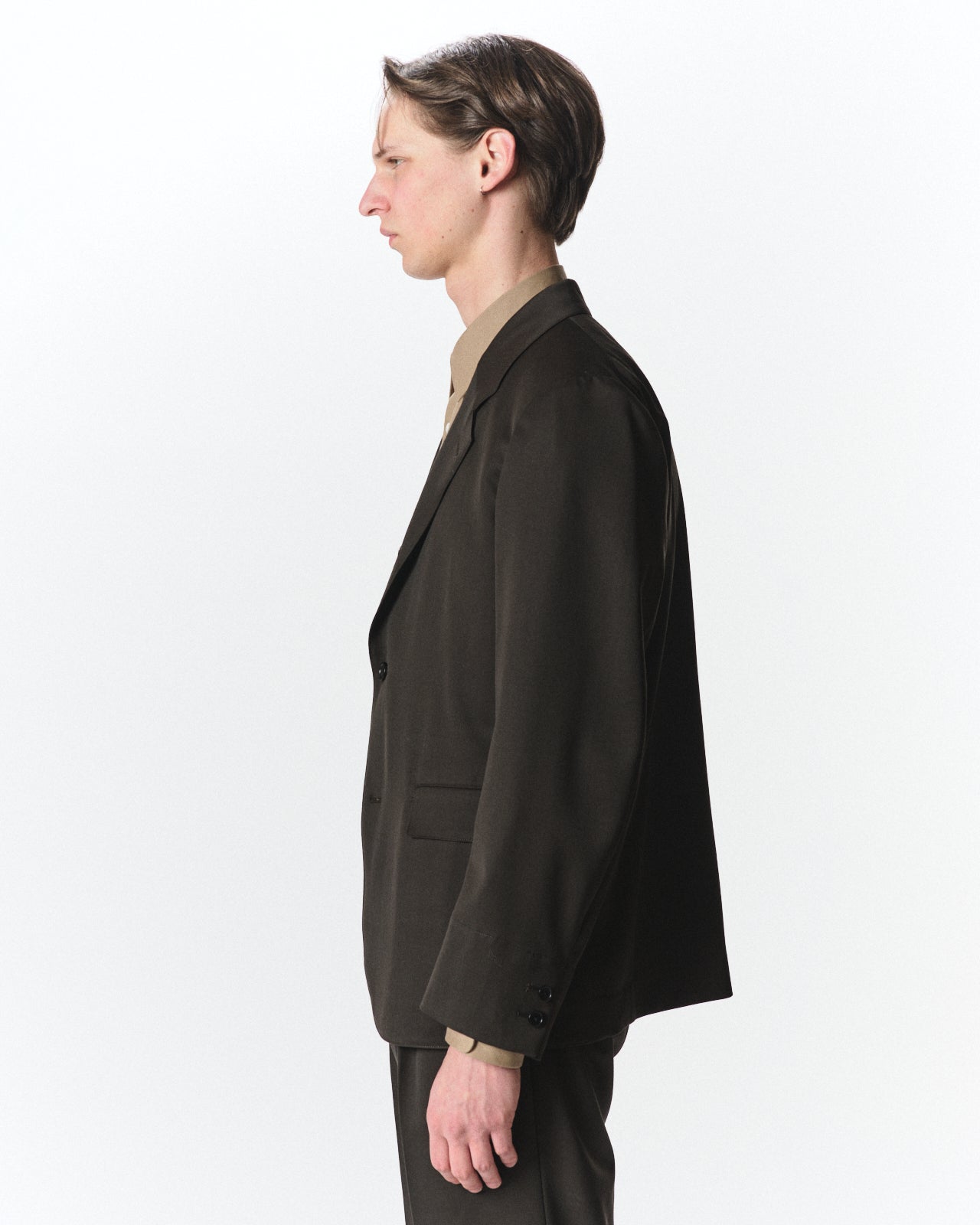 Organic Wool 2/80 Gabardine / Sack Coat, Dark Olive