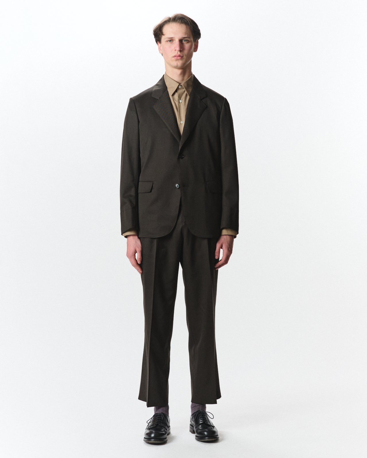Organic Wool 2/80 Gabardine / Sack Coat, Dark Olive