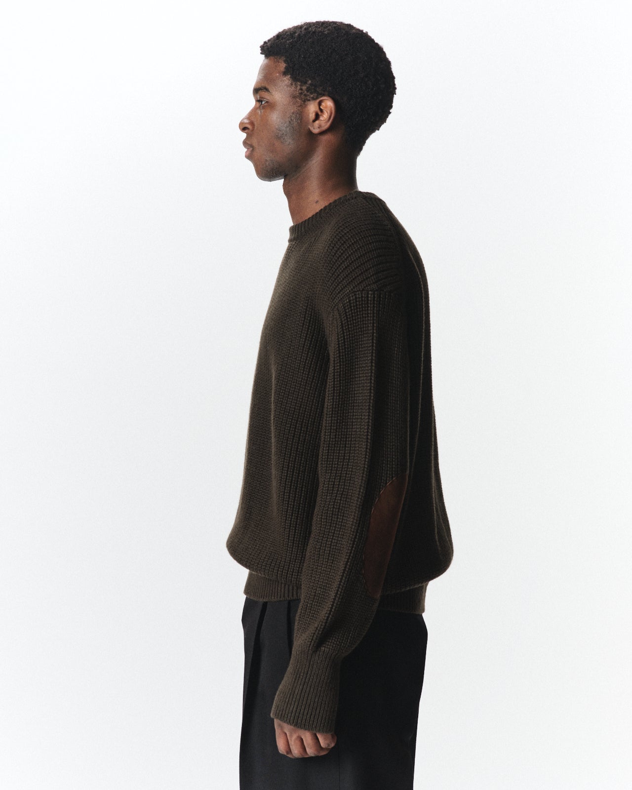 アルパカ16 / リブドクルーネックジャンパー, Dark Olive