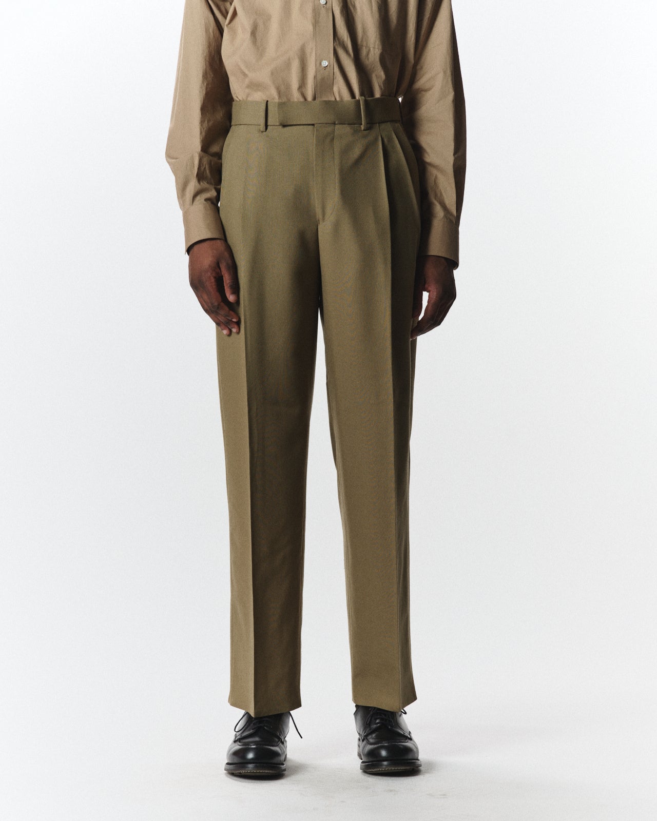 Polwarth Tropical / Double Pleated Trousers, Khaki