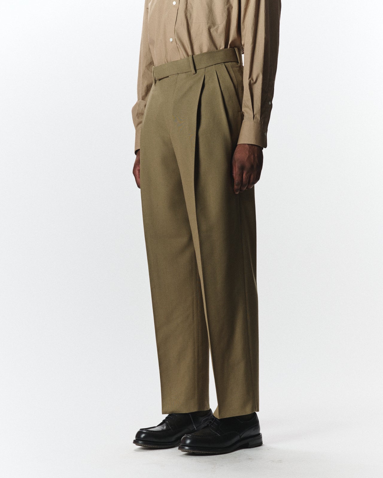 Polwarth Tropical / Double Pleated Trousers, Khaki