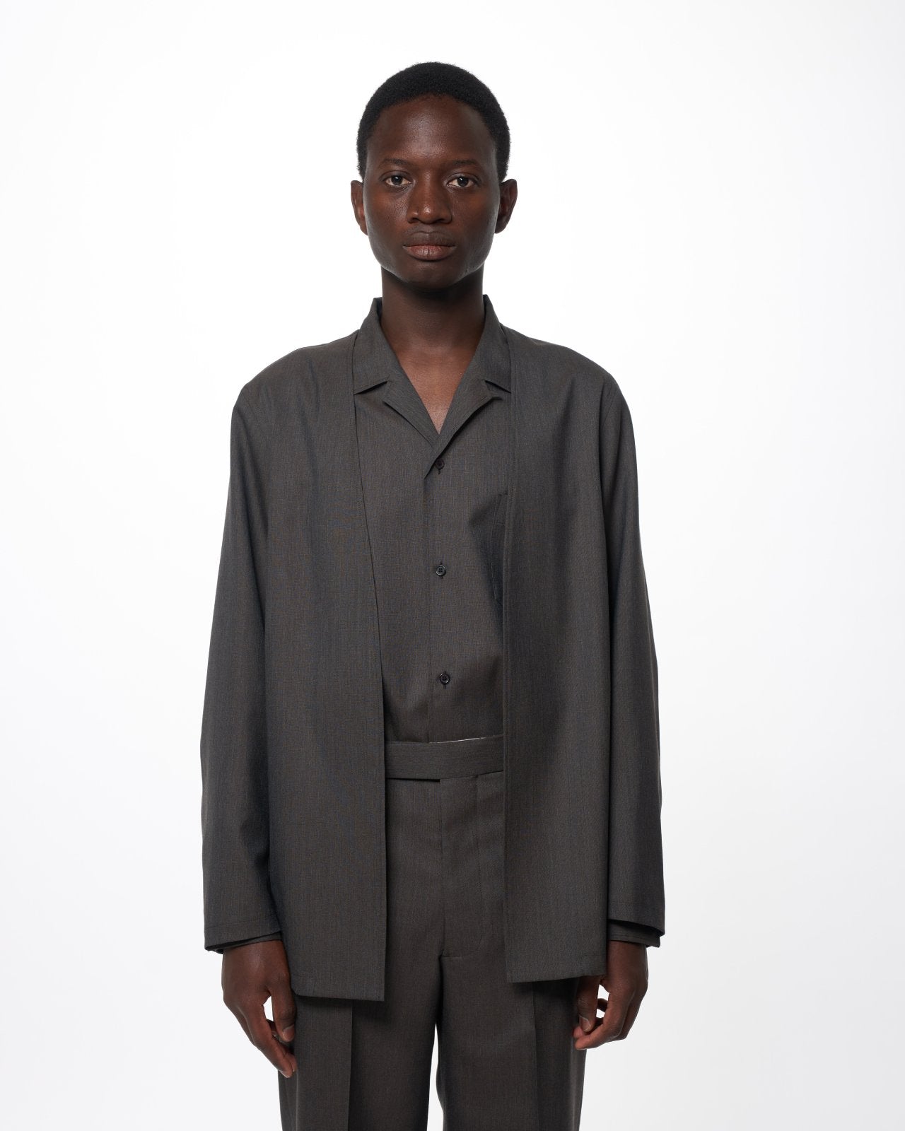 2/60 Wool Tropical Melange / Minimalist Jacket, Brown Gray