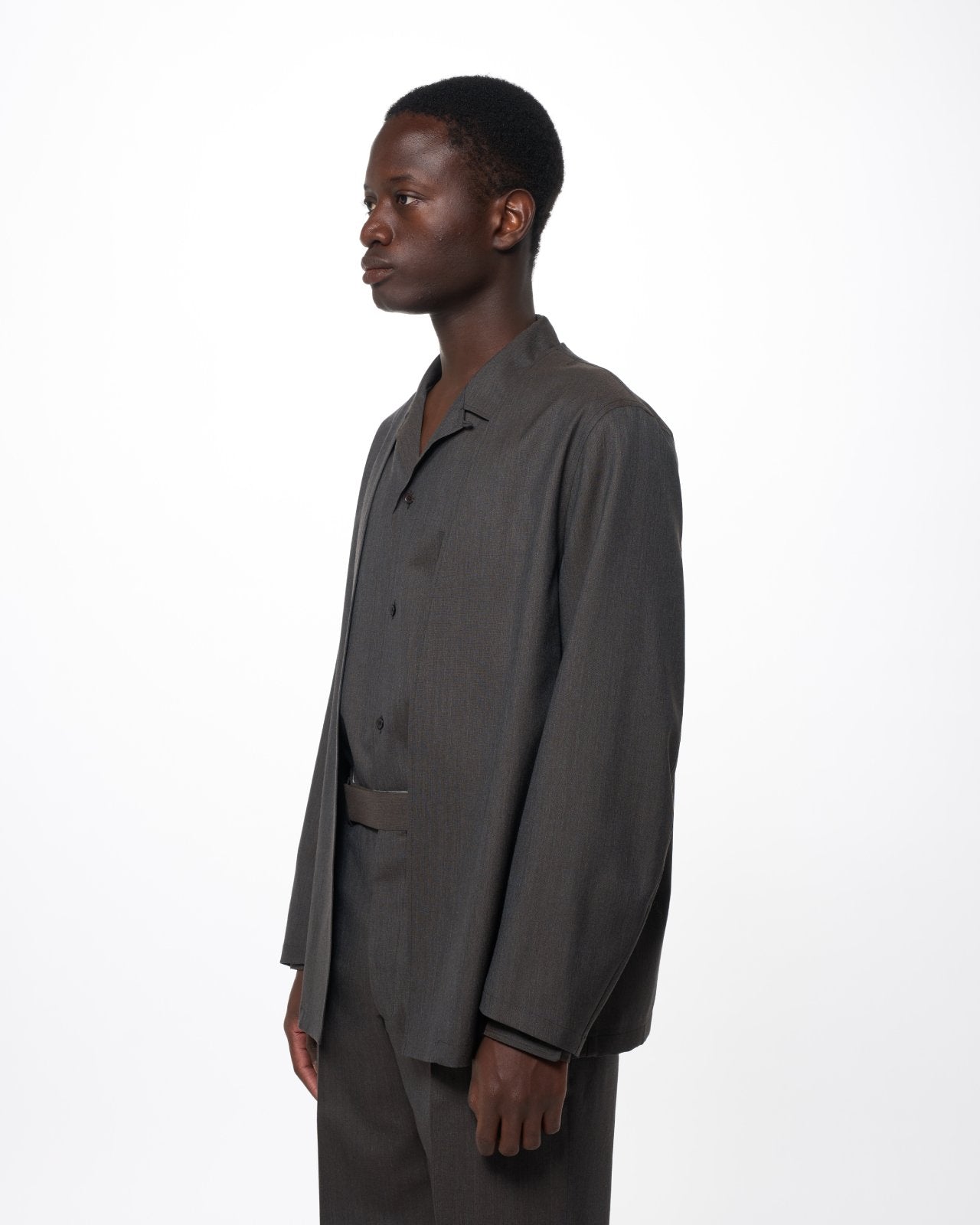 2/60 Wool Tropical Melange / Minimalist Jacket, Brown Gray
