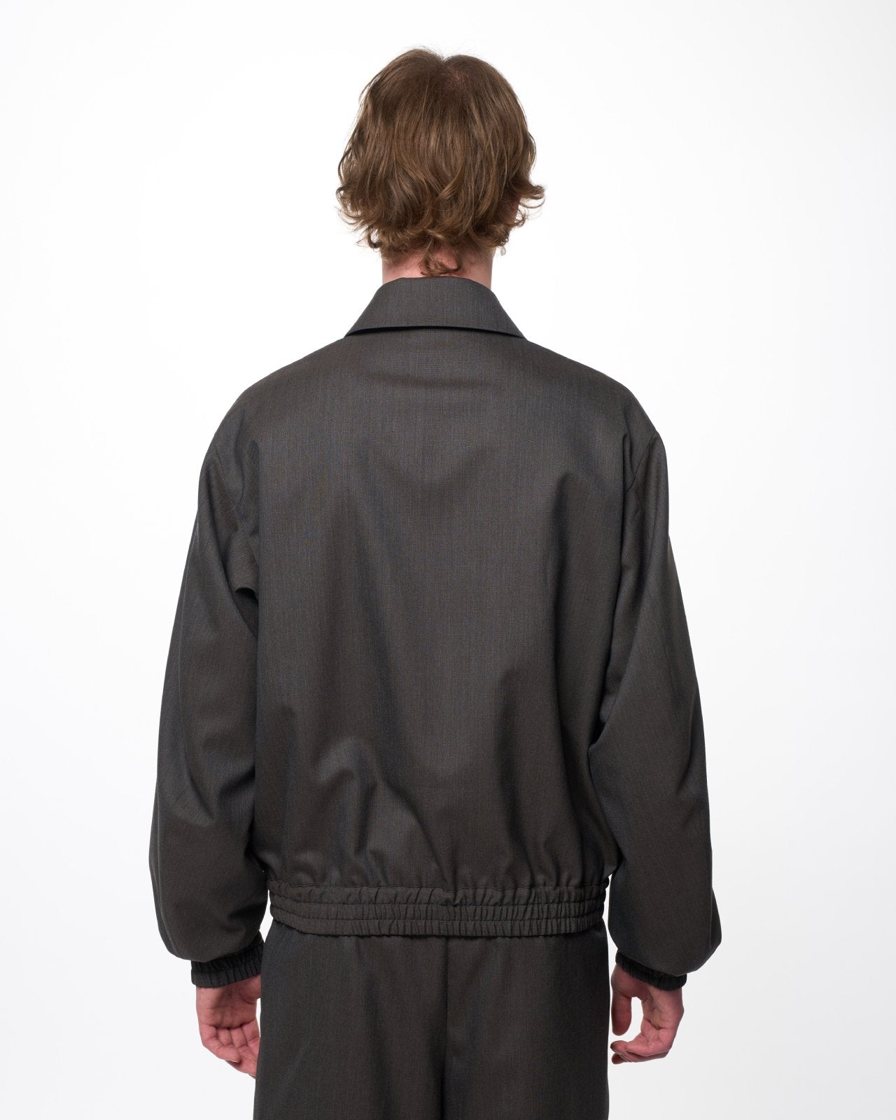 2/60 Wool Tropical Melange / Zip Blouson, Brown Gray