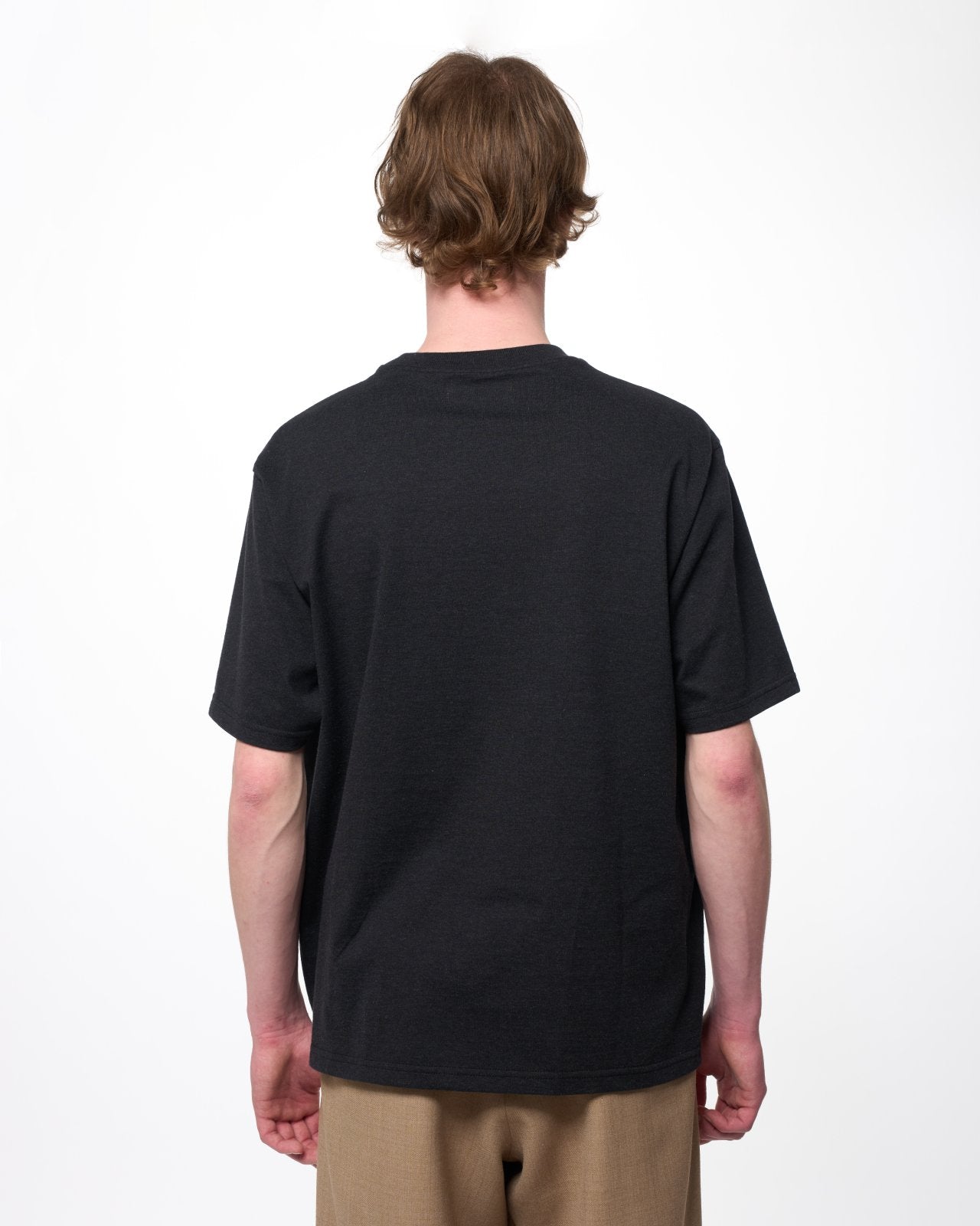 40/2 Organic Cotton Knit / Crew Neck S/S Tee, Heather Black