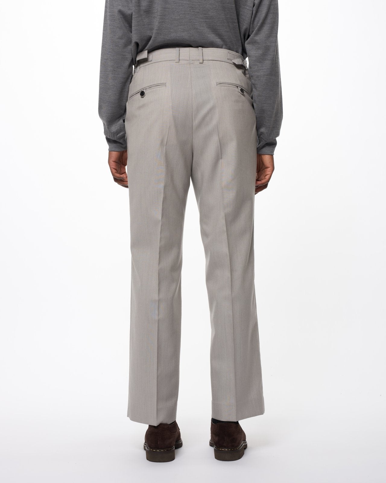 2/60 Wool Tropical Melange / Regular Fit Straight Trousers, Light Gray