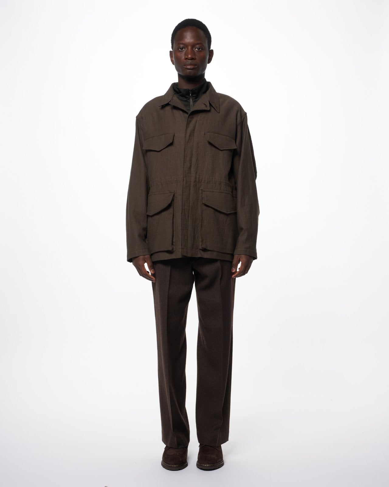Wool/Linen Moleskin / Military Jacket, Olive