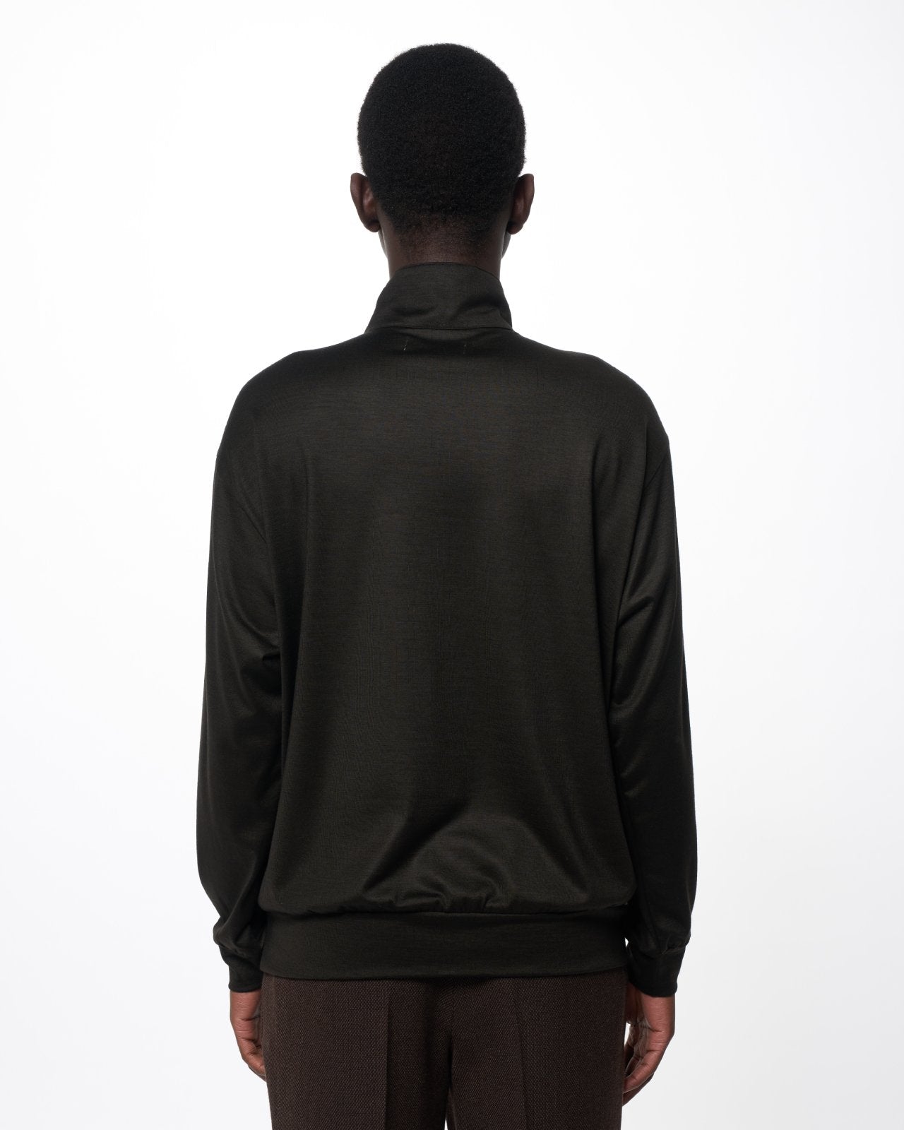 スーパー100s ウォッシャブルウール天竺 / ハーフジップスタンド, Olive