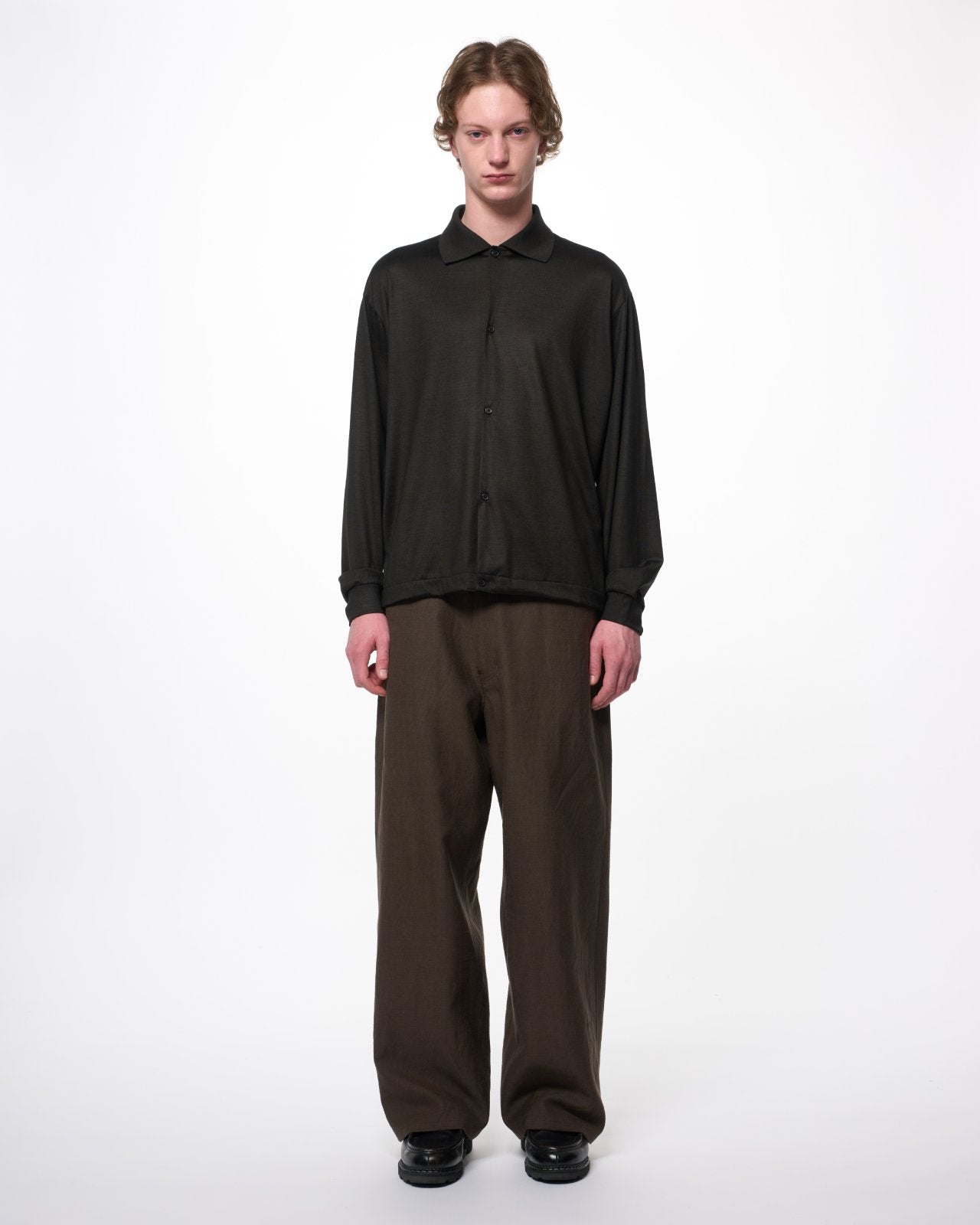 スーパー100s ウォッシャブルウール天竺 / シャツカーディガン, Olive