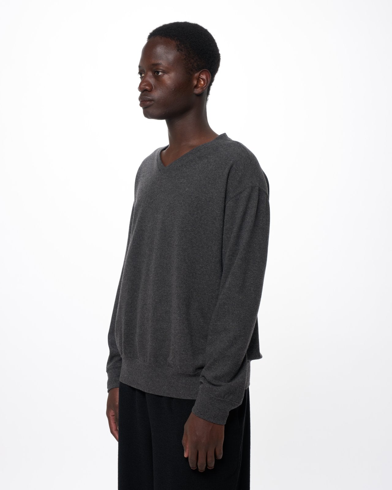 スーパー180s ウール天竺ミルド / VネックL/S Tee, M.Gray