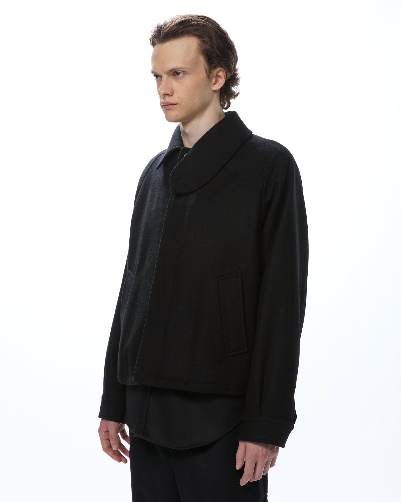 Cashmere Light Melton / Flying Man Jacket, Black