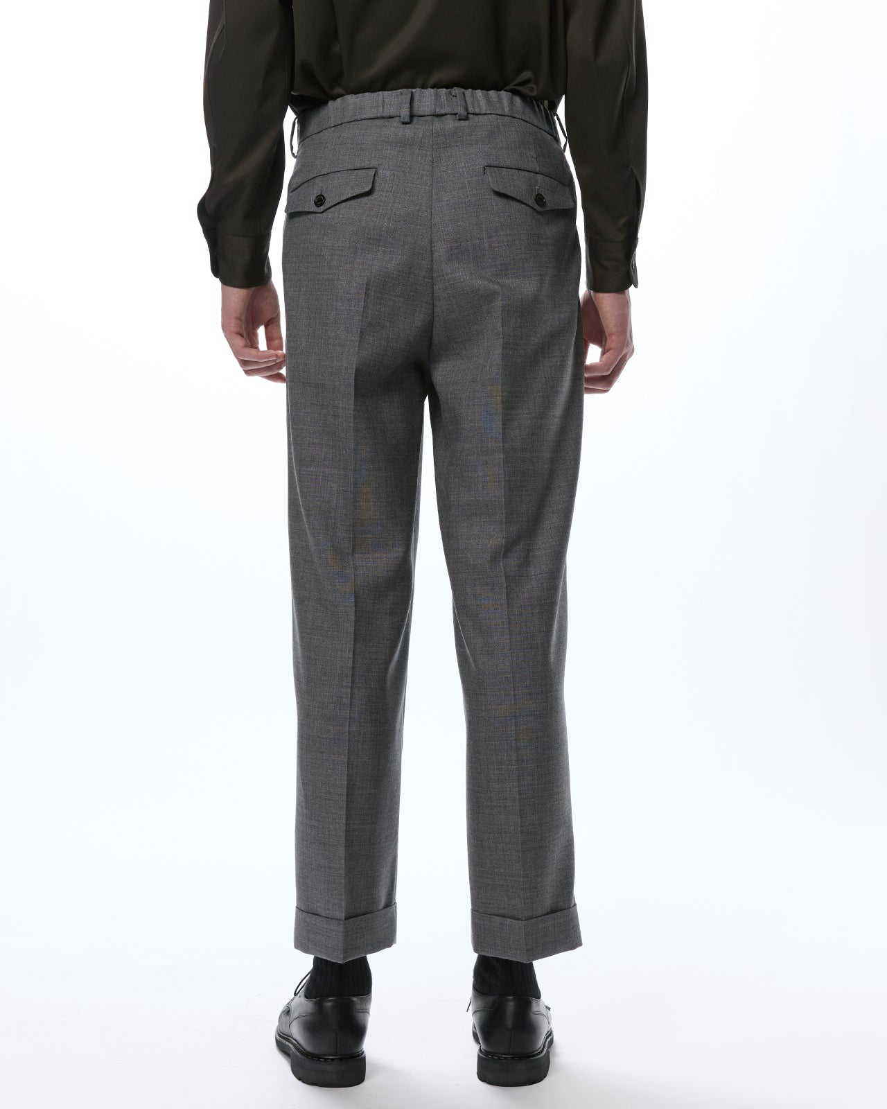 Organic Heavy Wool Tropical / Double Pleated Semi Easy Trousers, Top Gray