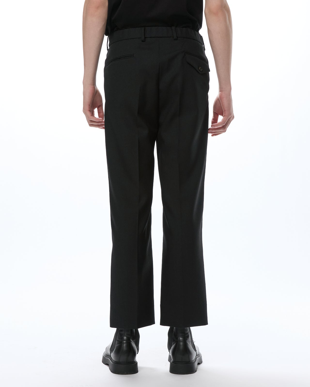 Organic Heavy Wool Tropical / Flat Front Trousers, Black