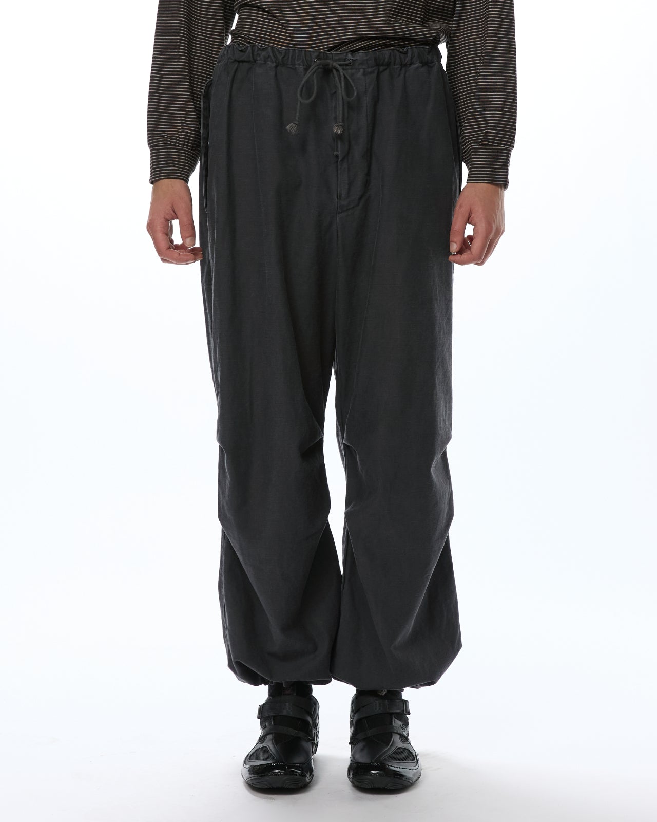 Organic Cotton Back Satin / Wide Over Pants, Black