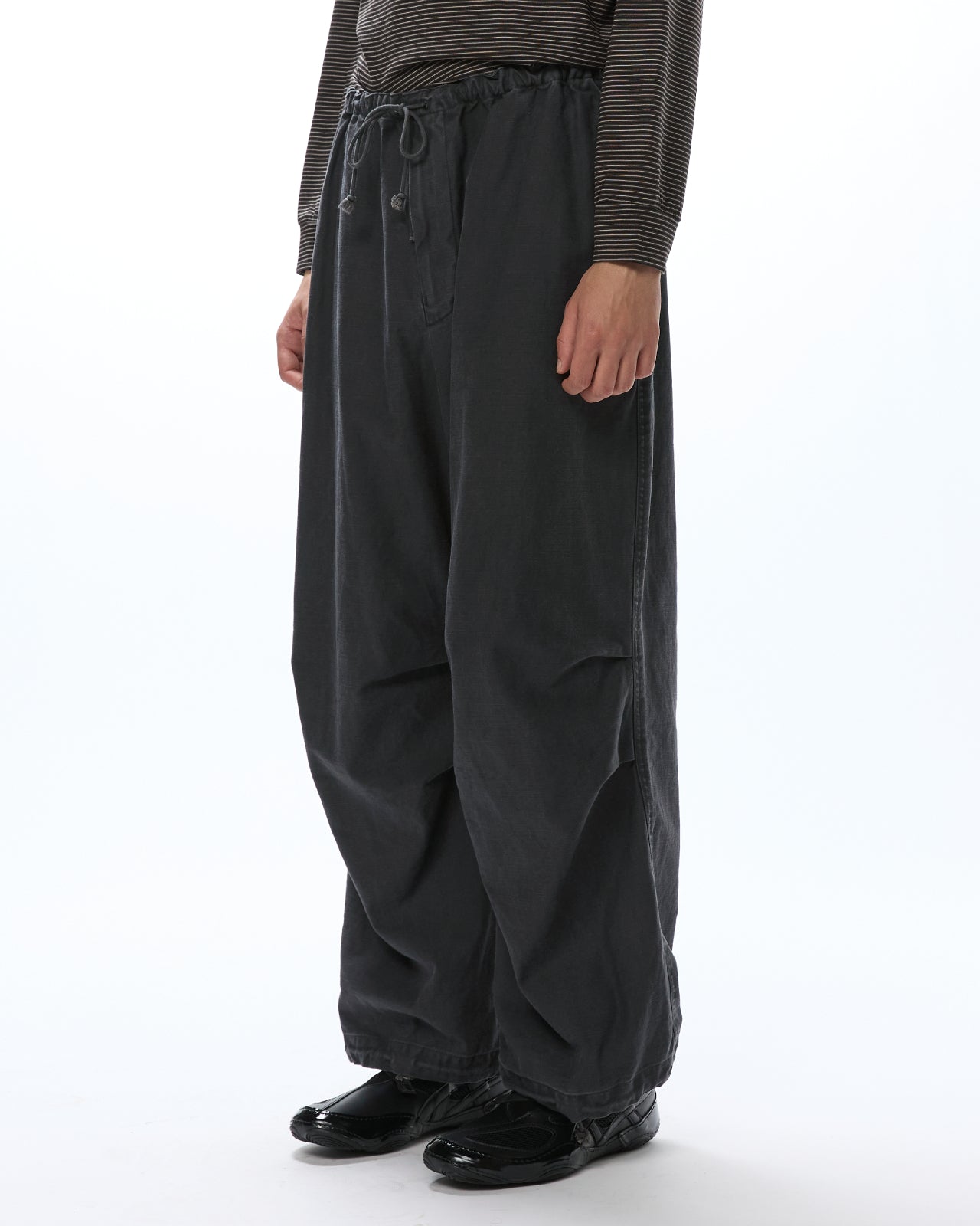 Organic Cotton Back Satin / Wide Over Pants, Black