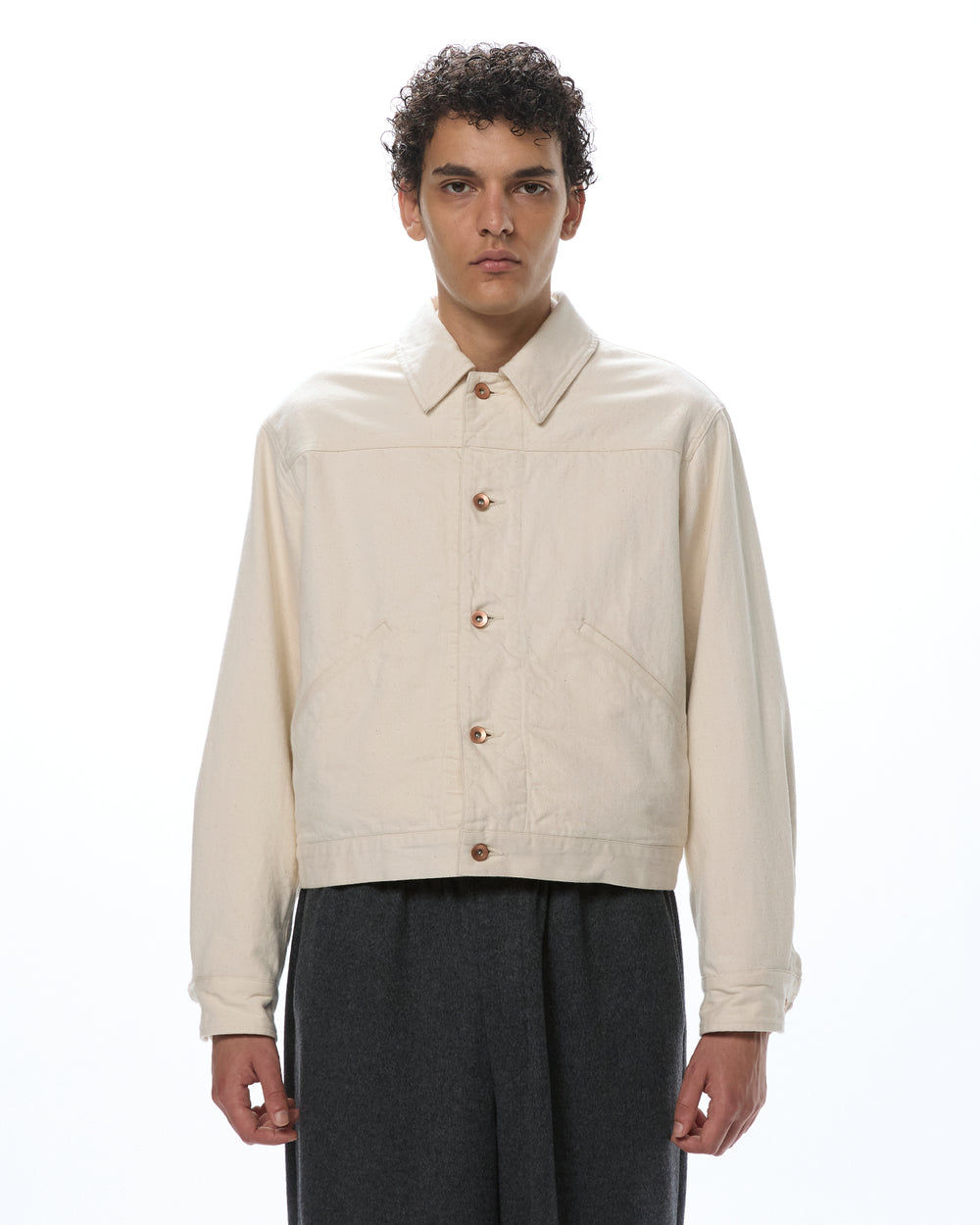 Organic Cotton 12oz Denim / Rider Jacket, Ecru