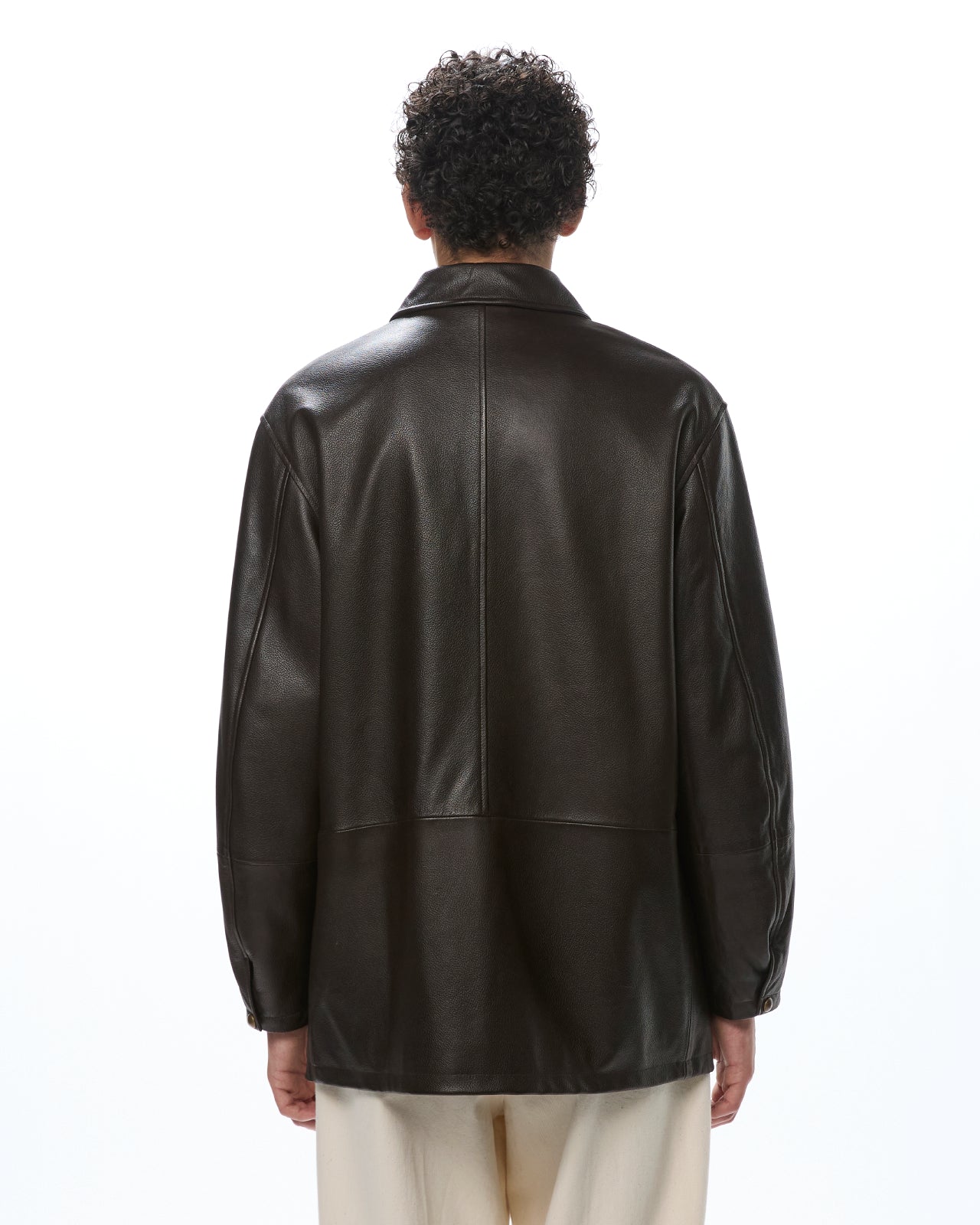 ぺブルシープスキン / レザージップカーコート, Brown