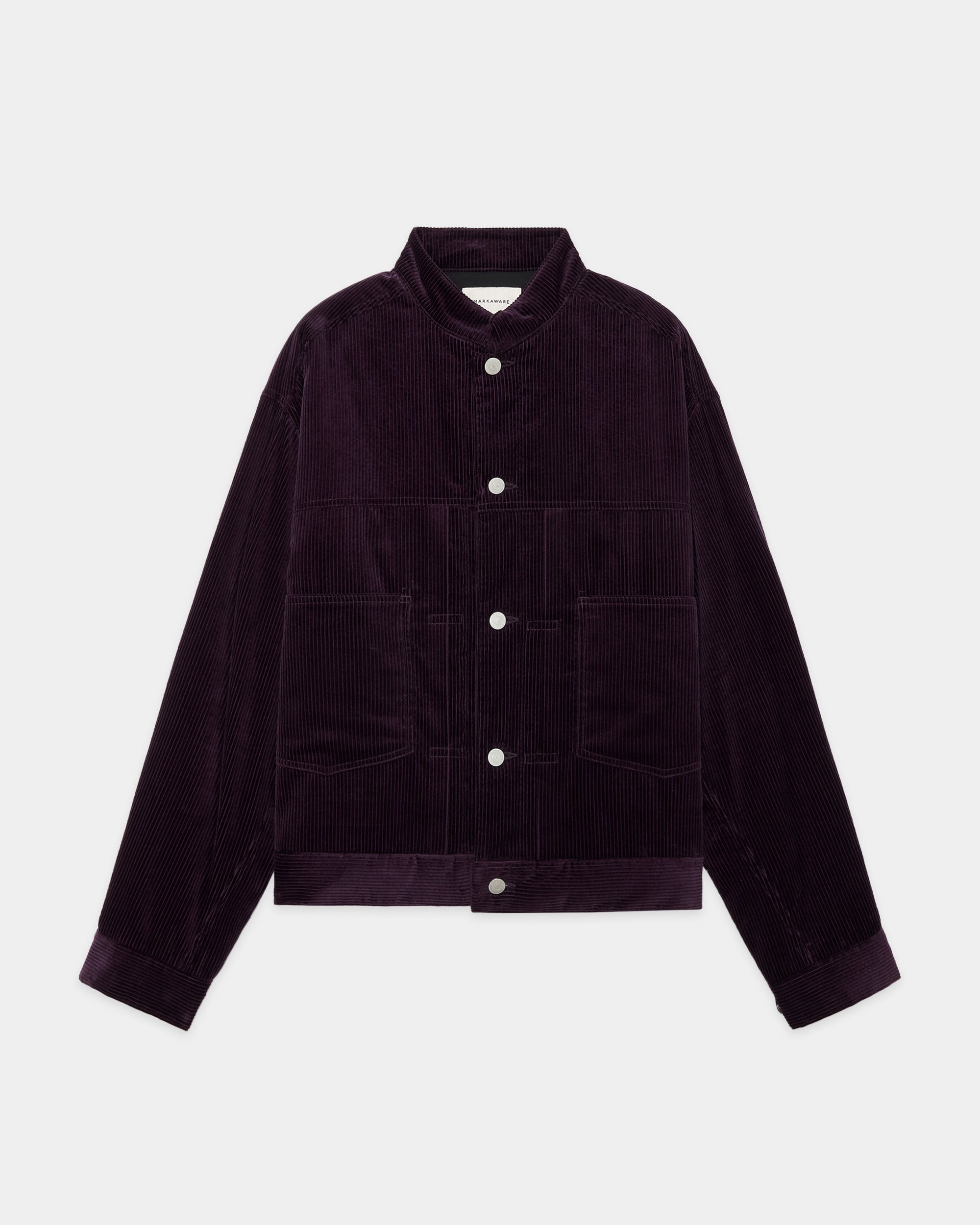 オーガニックコットン 6W コーデュロイ / パフドマンダリンカラーワークジャケット, Purple