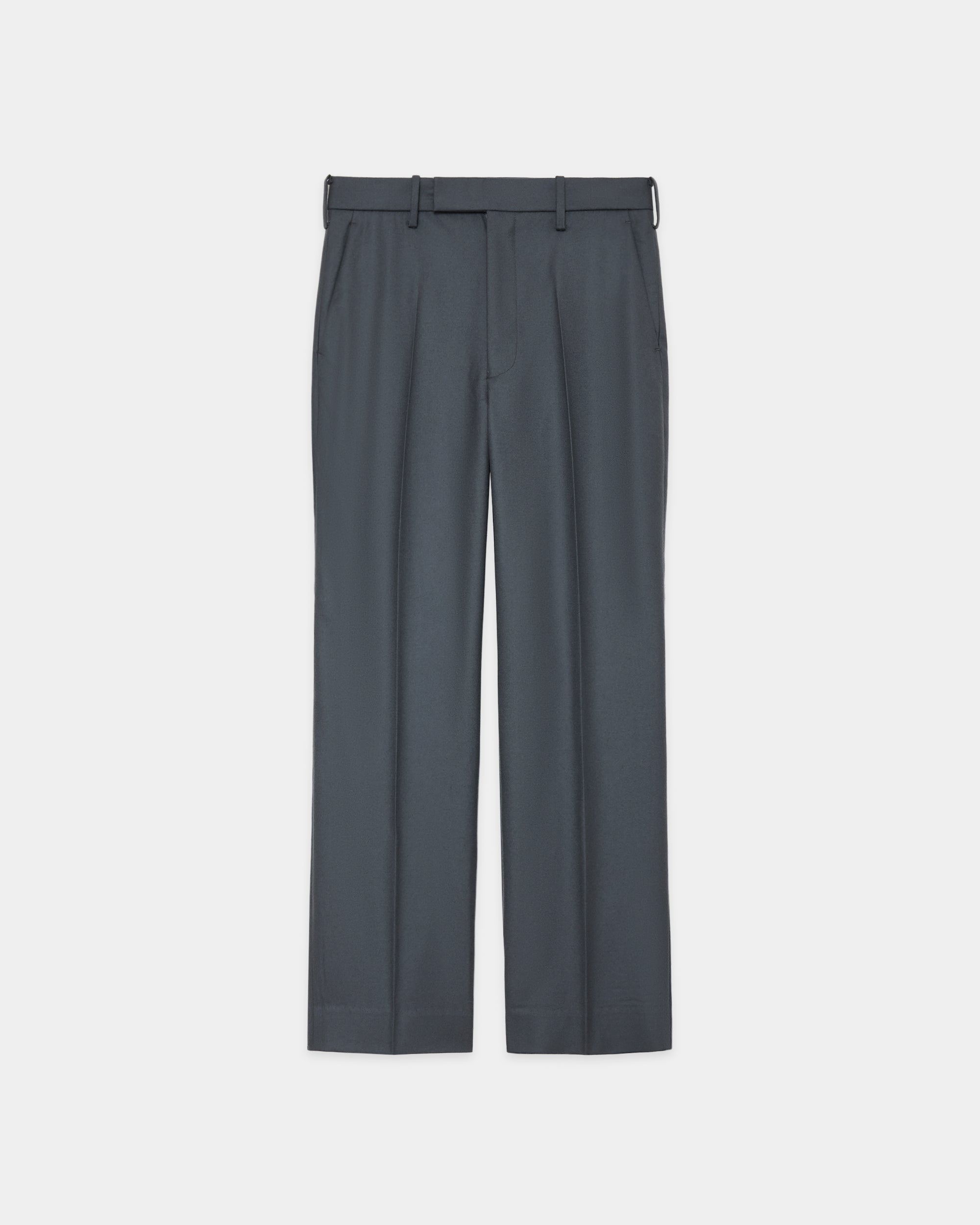 2/80 オーガニックウールフランネル / スリムストレートトラウザーズ, Forest Gray