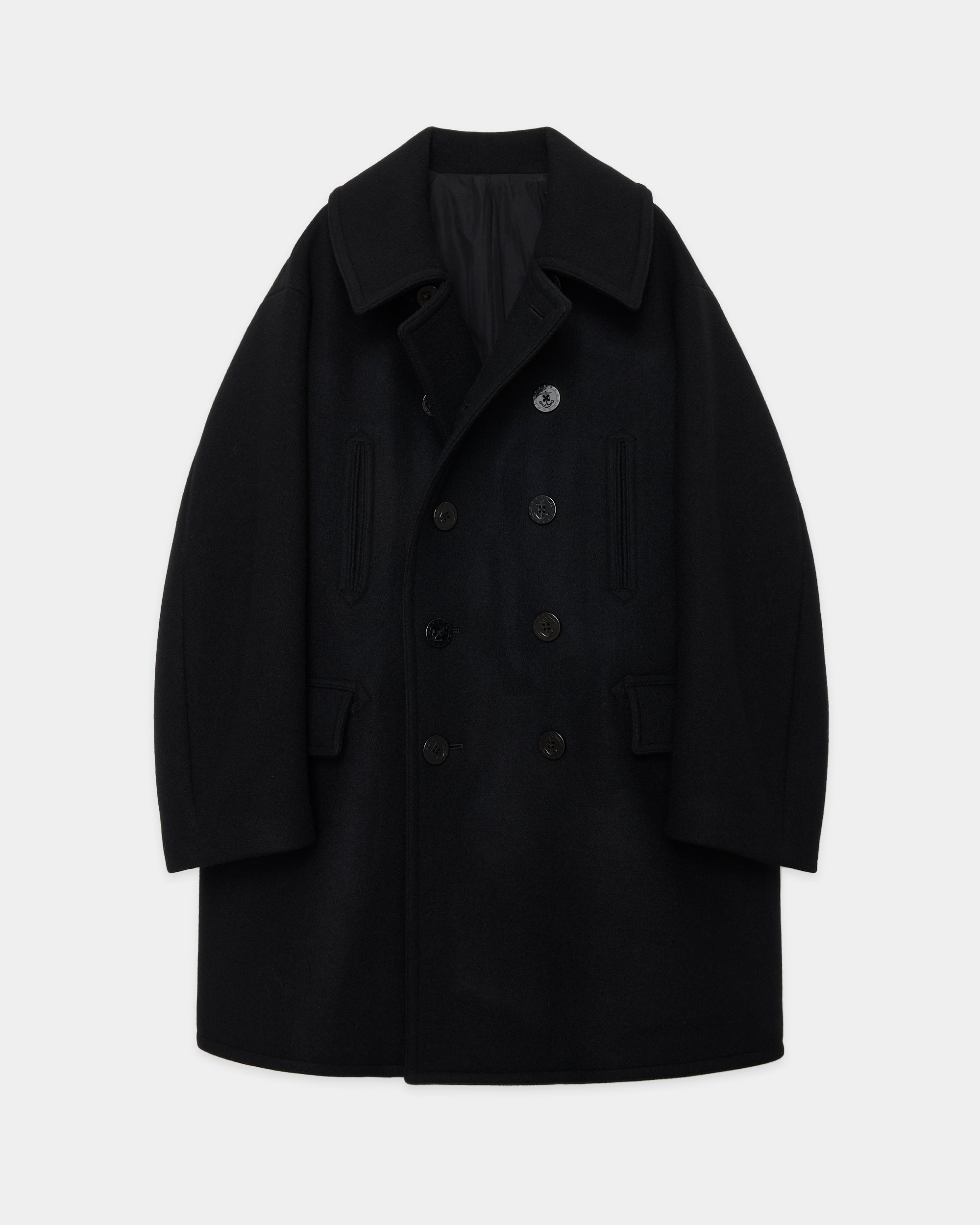 ヴィンテージメルトン / 10ボタンピーコート, Black