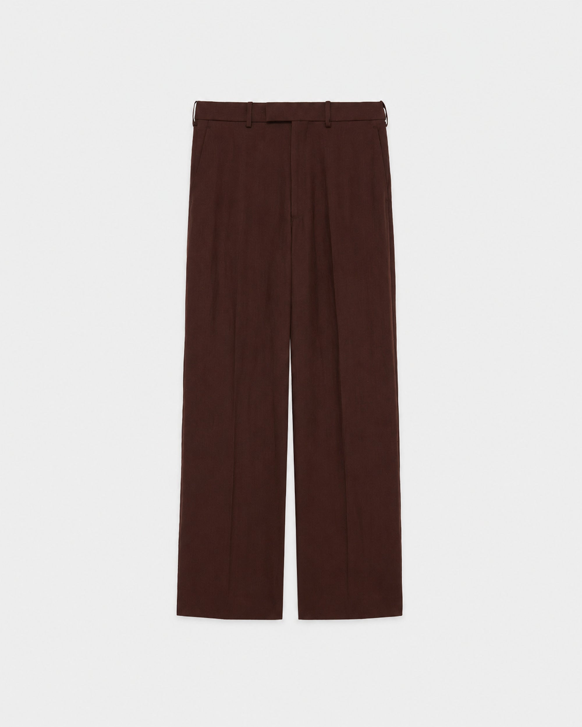 【PARKING別注】3/60 オーガニックウールサバイバルクロス® / ワイドストレートセミイージートラウザーズ, Dark Brown