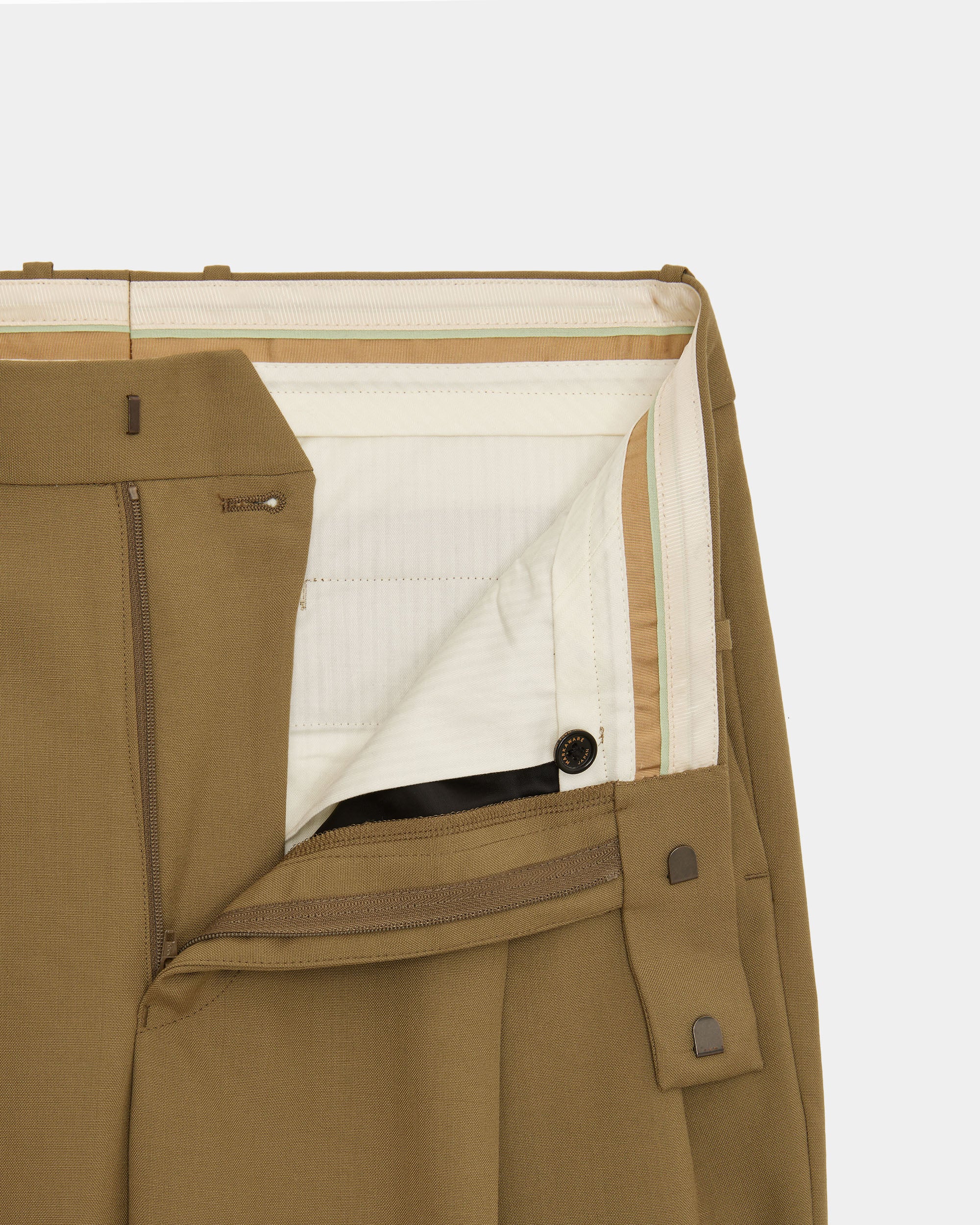 Polwarth Tropical / Double Pleated Trousers, Khaki
