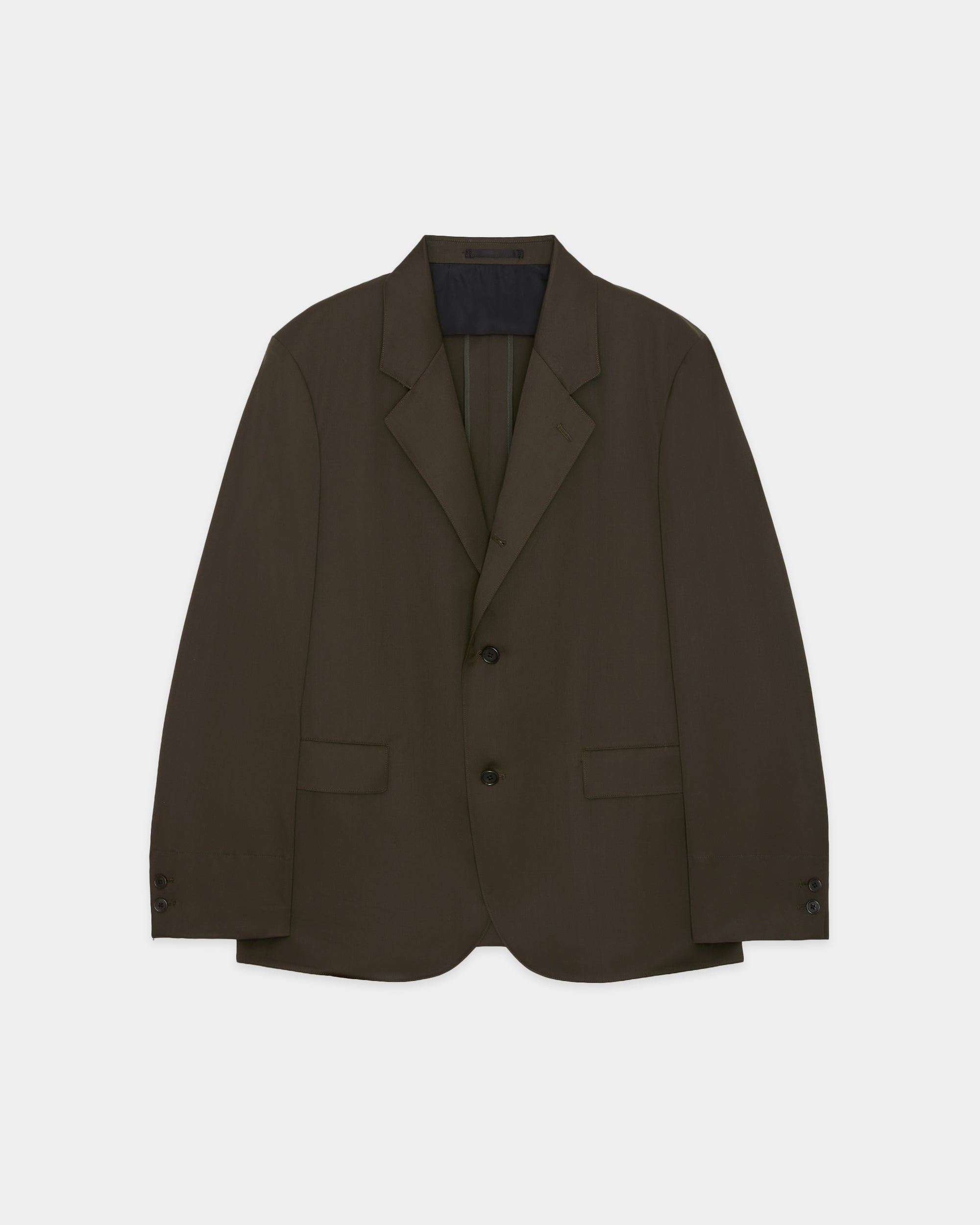 Organic Wool 2/80 Gabardine / Sack Coat, Dark Olive