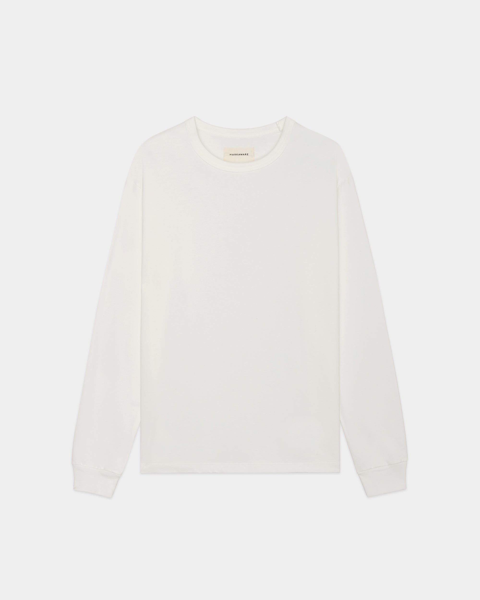 Organic Giza 60/3 Jersey Survival Cloth L/S Relaxed Fit Tee, White