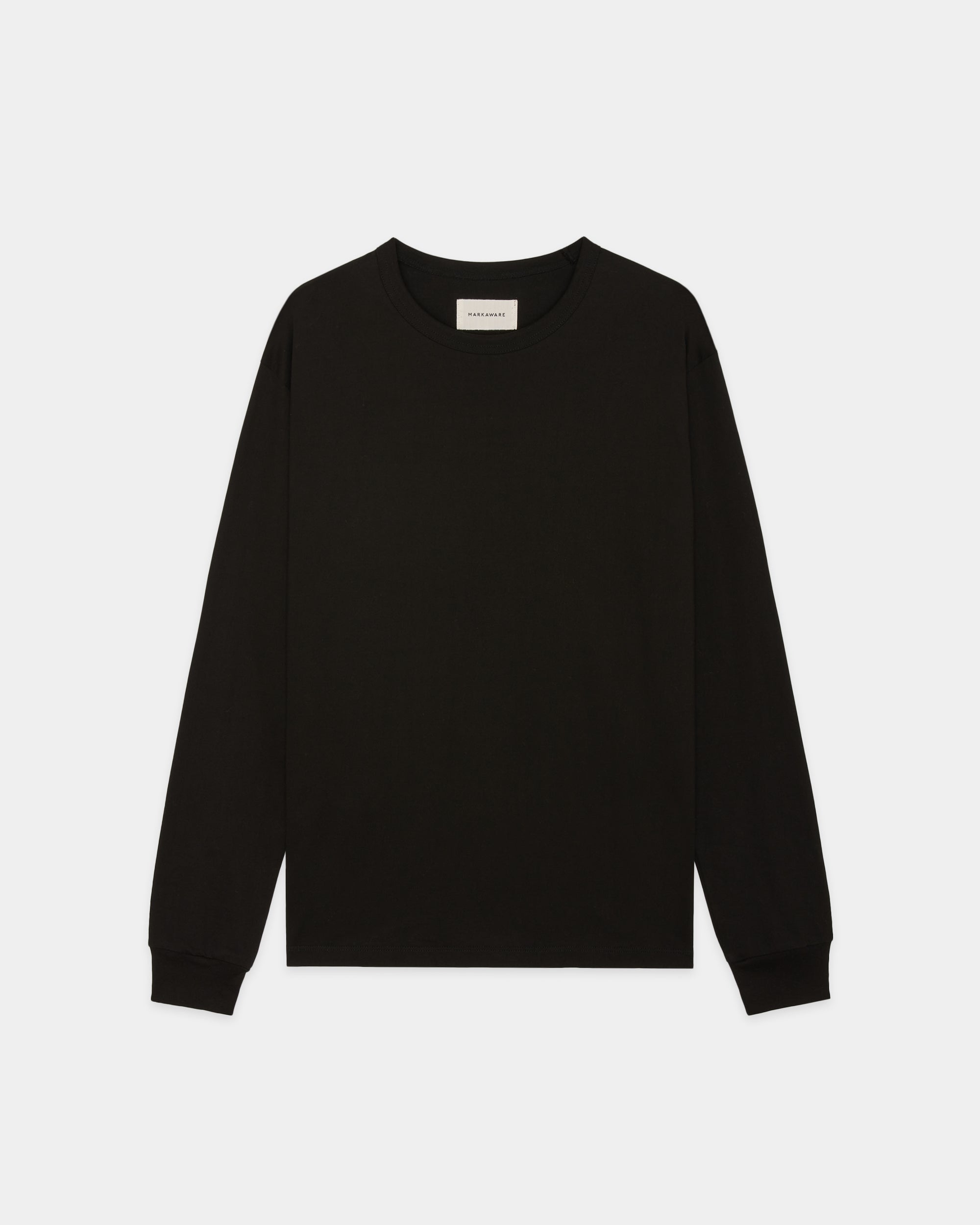 Organic Giza 60/3 Jersey Survival Cloth L/S Relaxed Fit Tee, Black