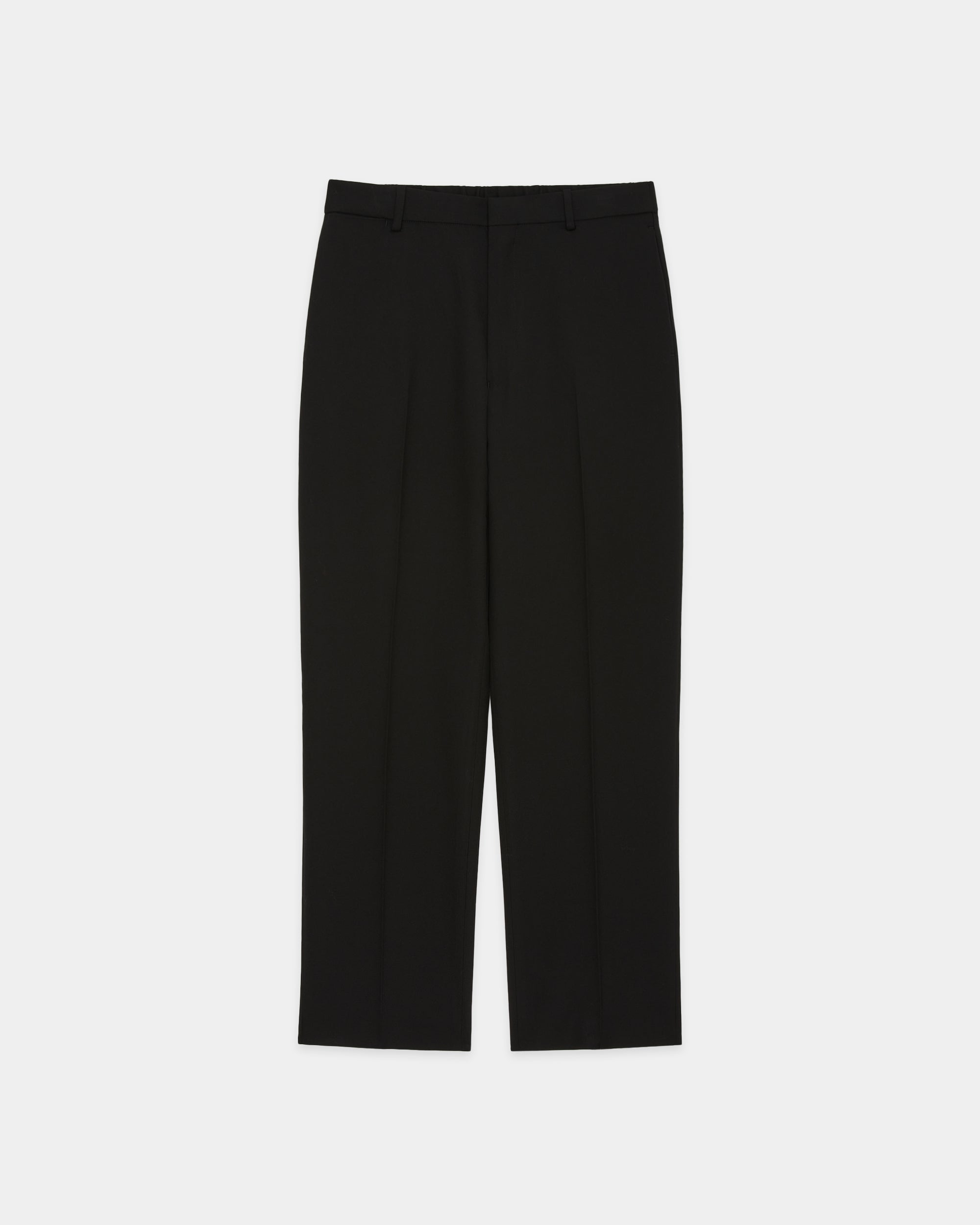 3/60 オーガニックウールサバイバルクロス® / フラットテーパードトラウザーズ, Black