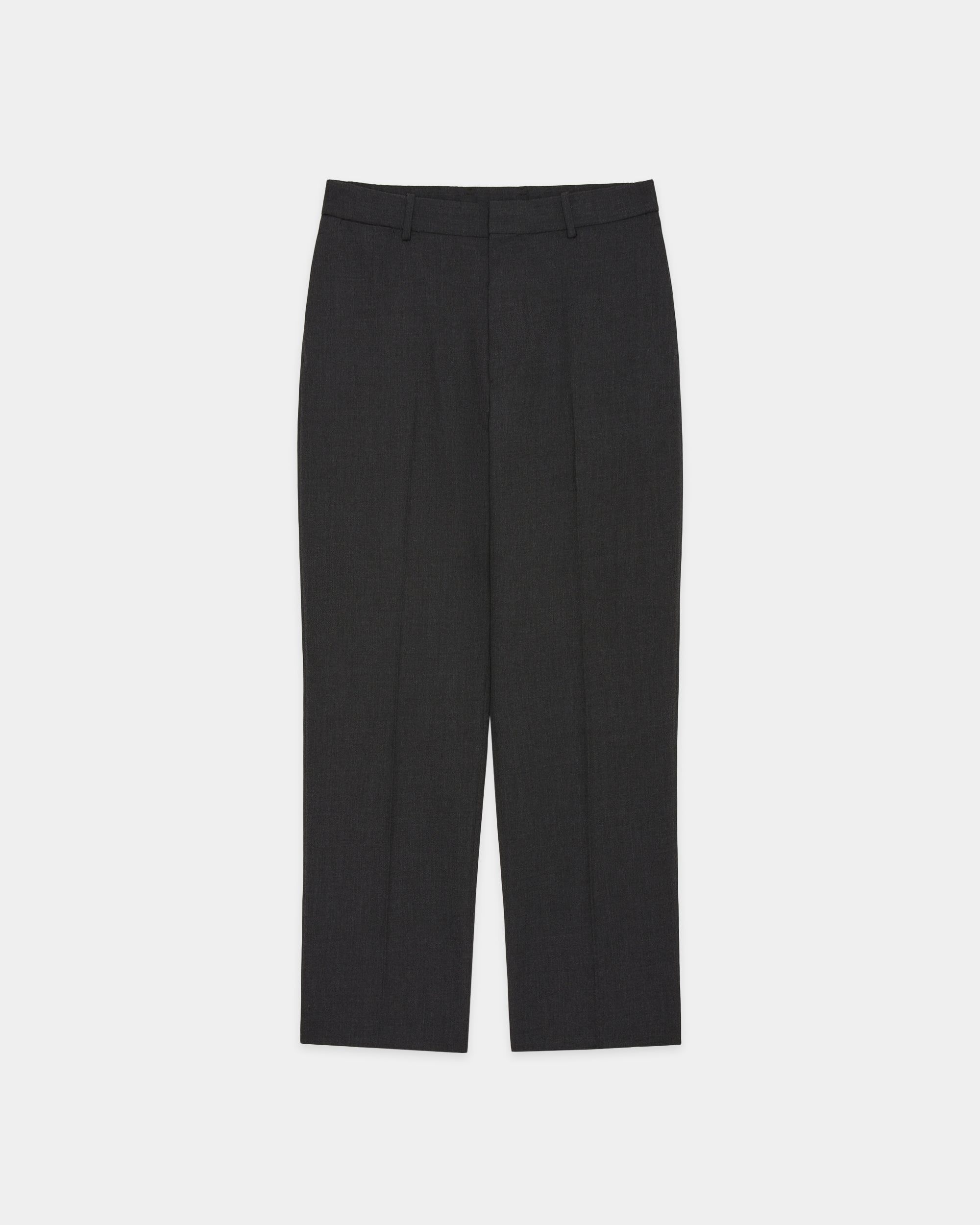 Organic Wool Survival Cloth / Flat Tapered Trousers, Charcoal