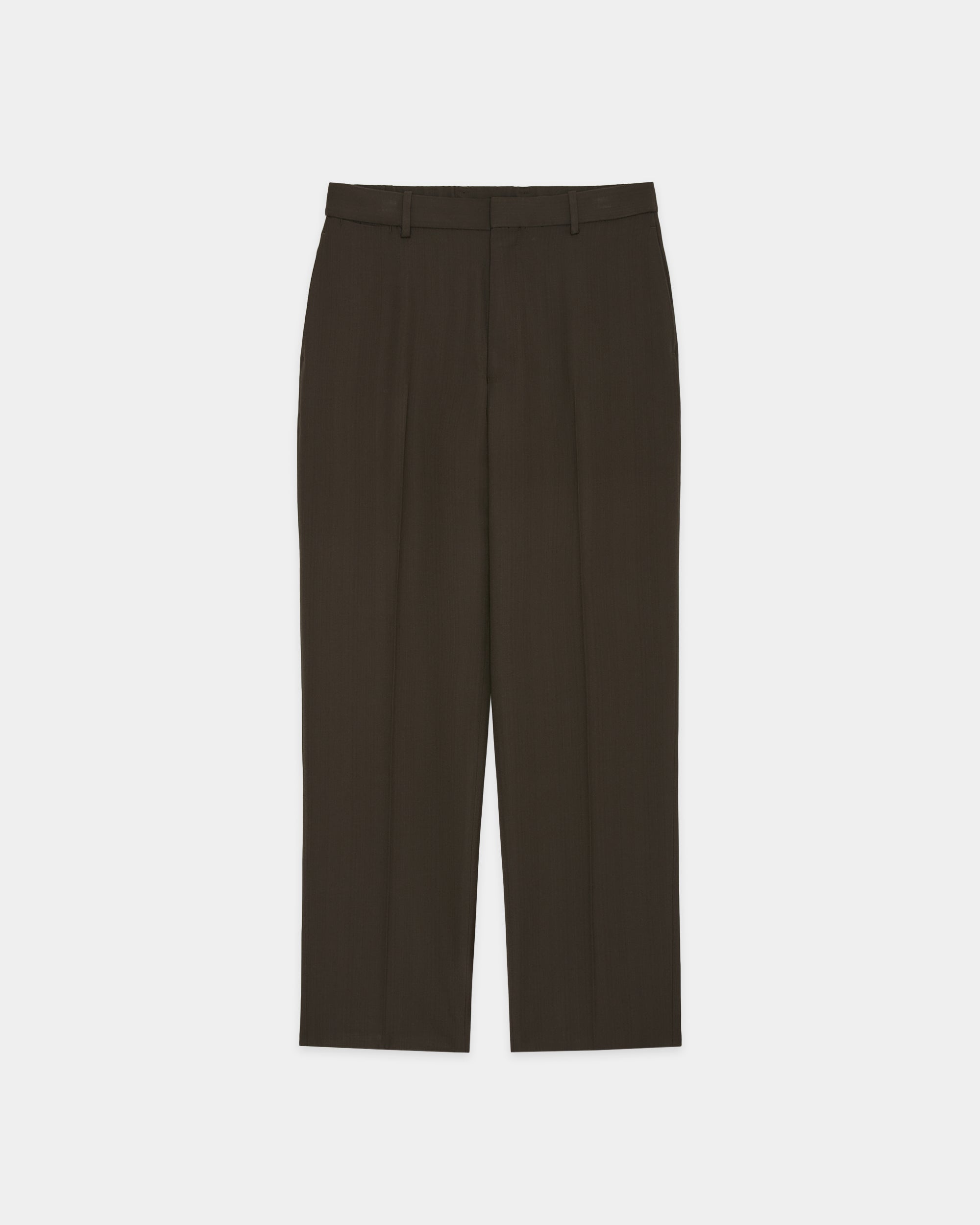 Organic Wool Survival Cloth / Flat Tapered Trousers, Dark Sage