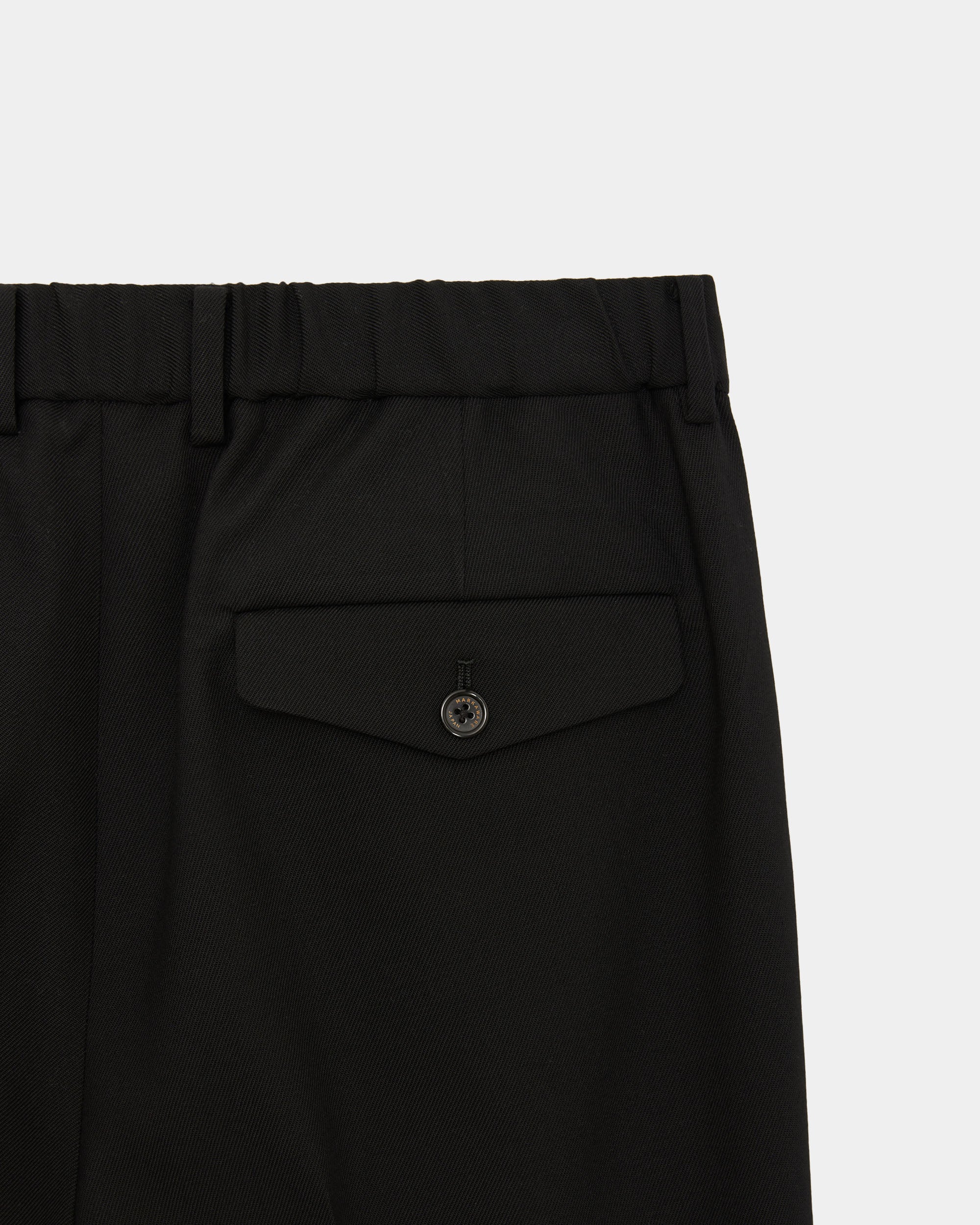 Organic Wool Survival Cloth / Double Pleated Semi Easy Trousers, Black