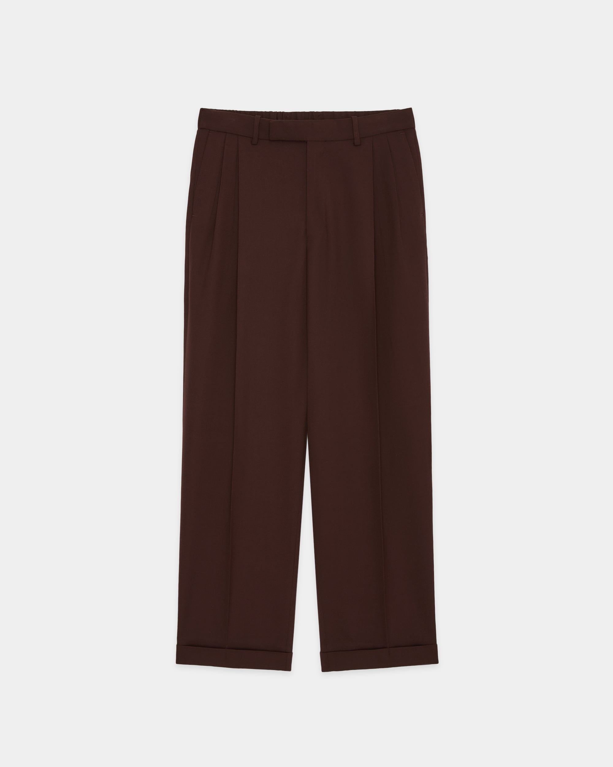 3/60 オーガニックウールサバイバルクロス® / ダブルプリーテッドセミイージートラウザーズ, Dark Brown