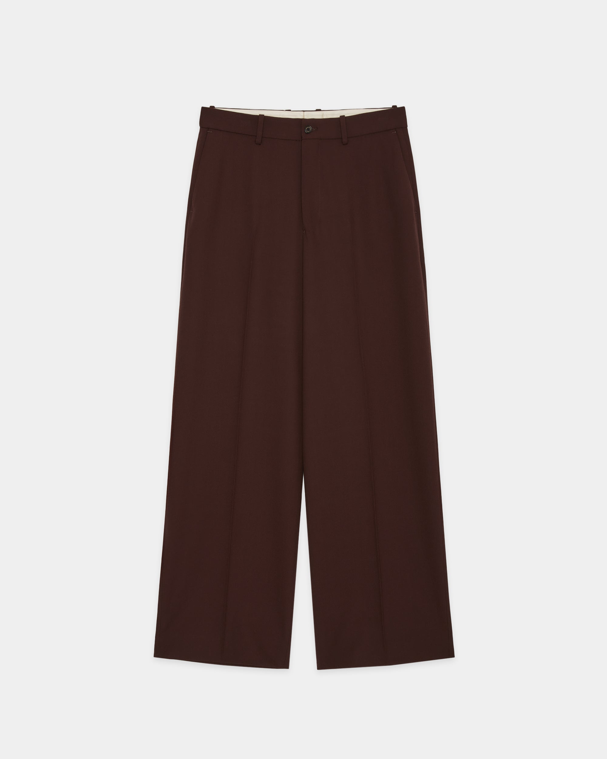 3/60 オーガニックウールサバイバルクロス® / フラットフロントワイドトラウザーズ, Dark Brown