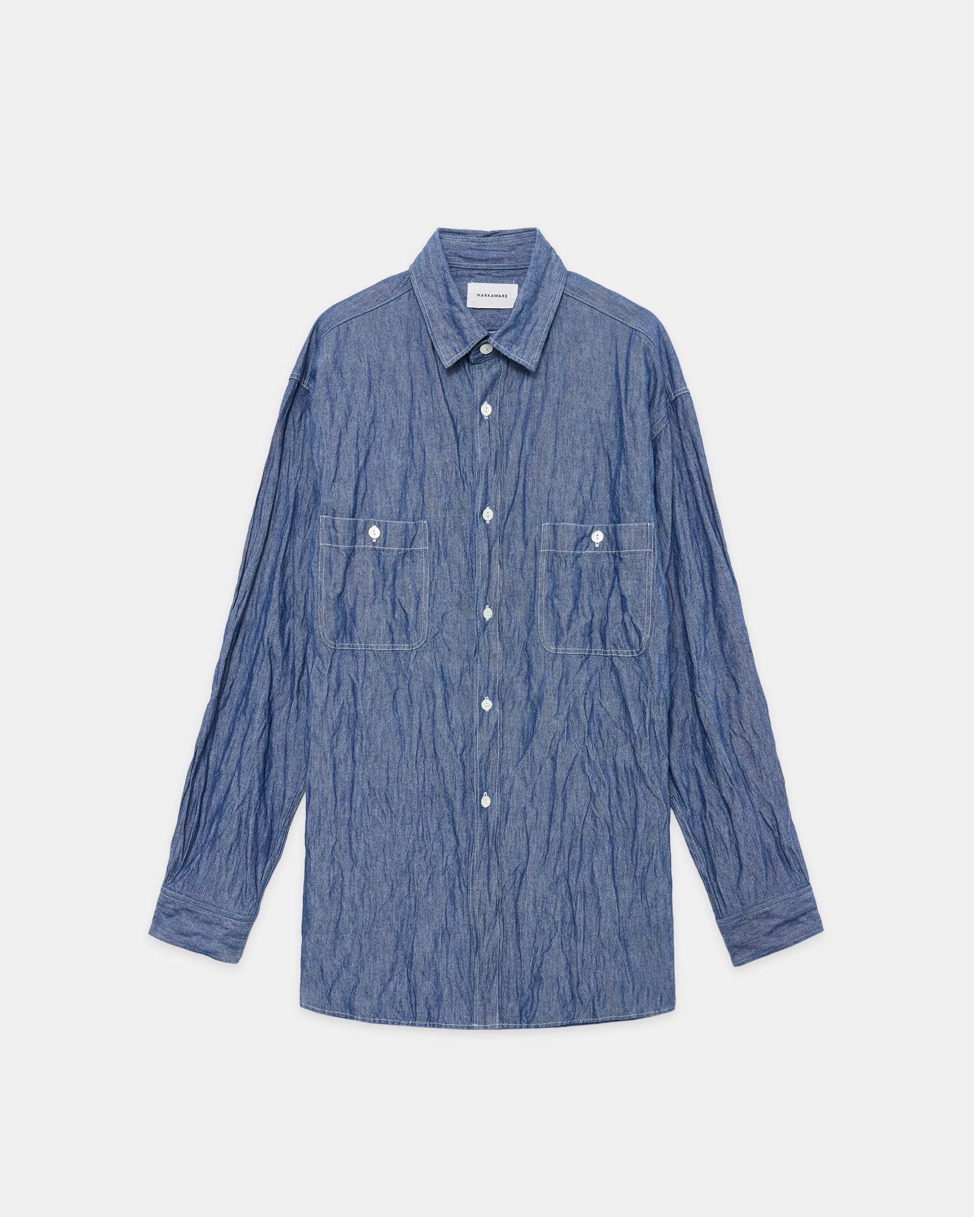 コットンステンレスシャンブレー / L/S ツーポケットワークシャツ, Indigo