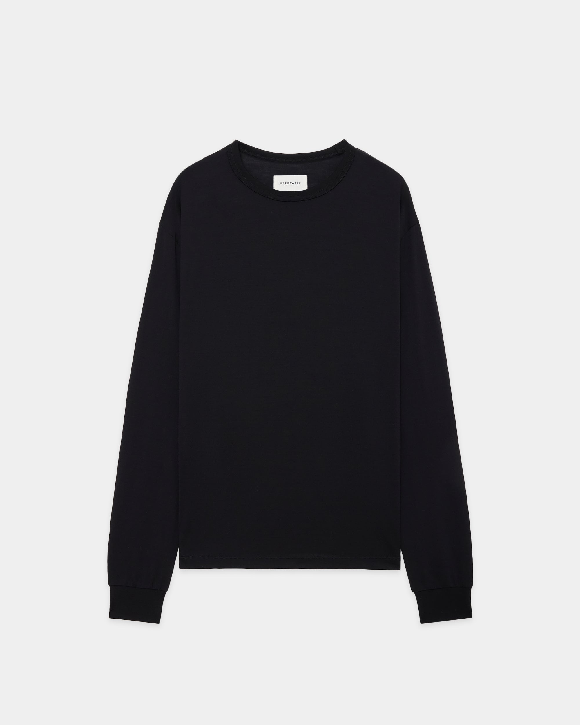 Super 160s Wool Washable Knit / Relaxed Fit L/S Tee, Black