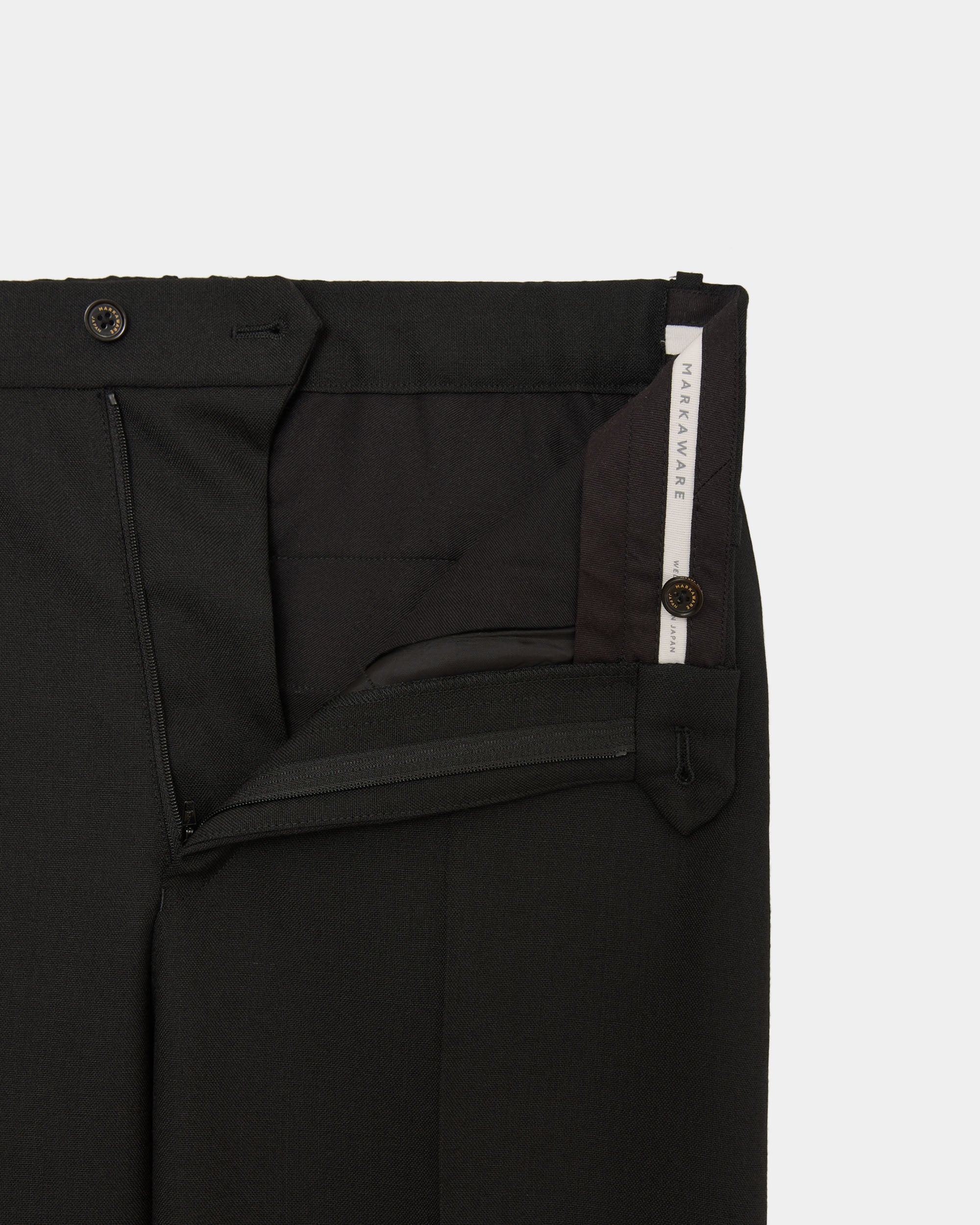 Organic Heavy Wool Tropical / Flat Front Trousers, Black