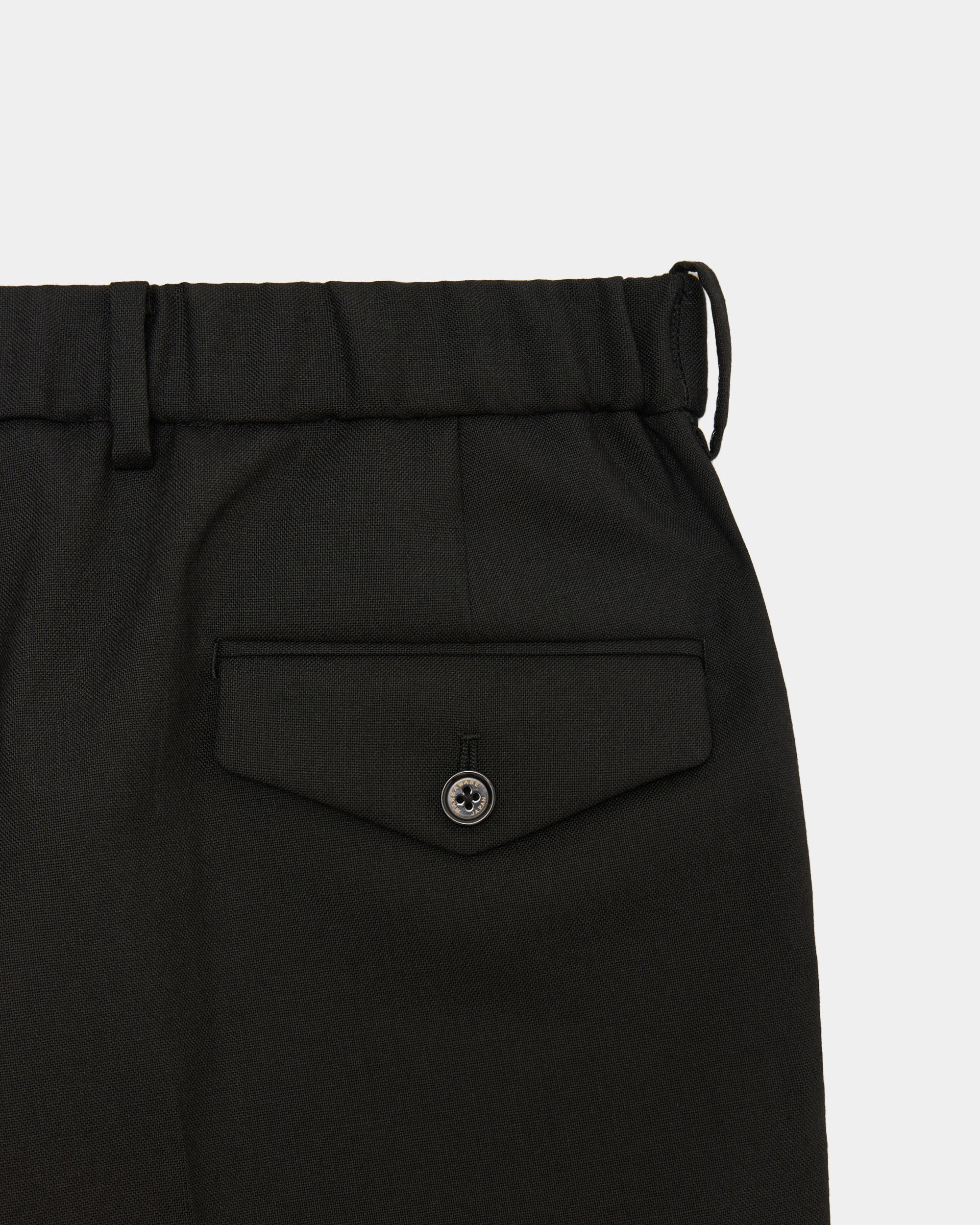 Organic Heavy Wool Tropical / Flat Front Trousers, Black