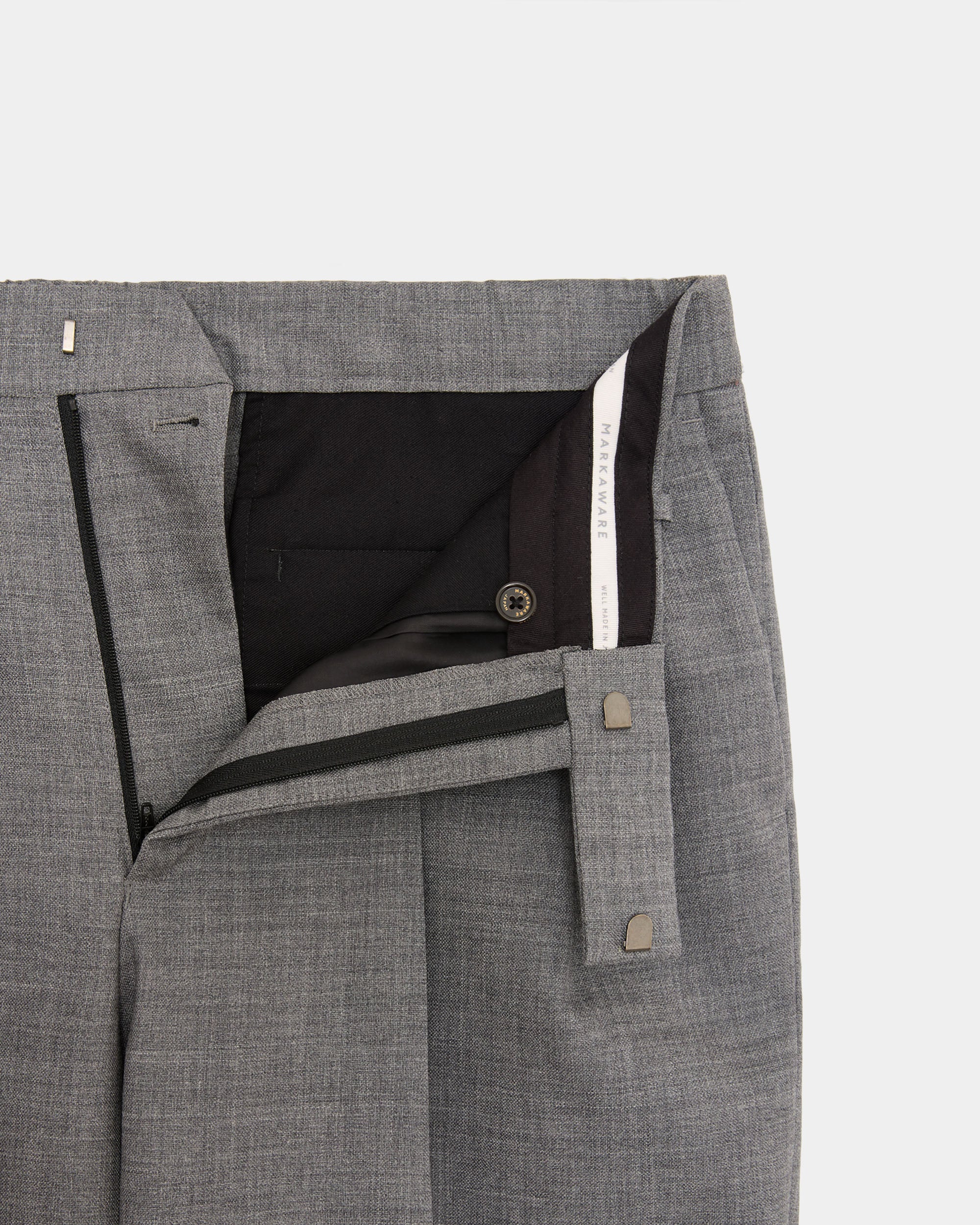 Organic Heavy Wool Tropical / Double Pleated Semi Easy Trousers, Top Gray