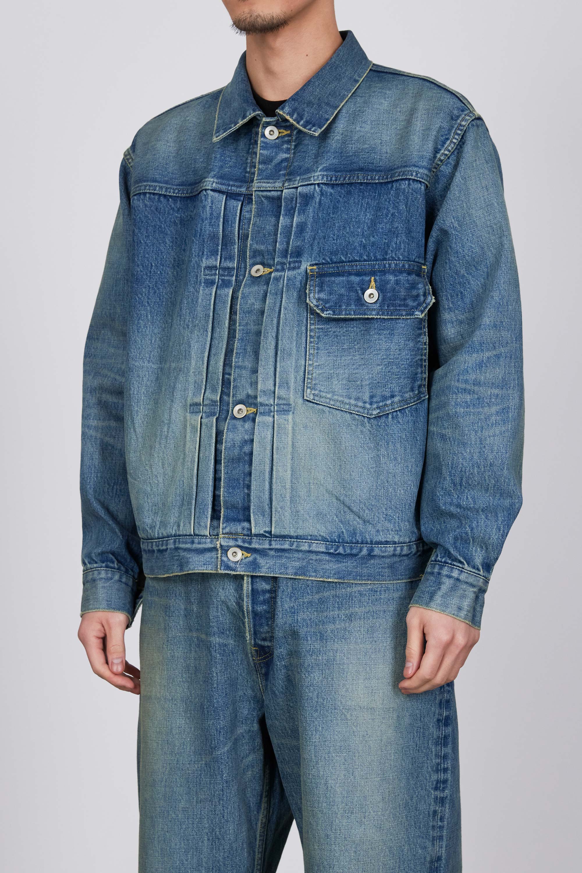オーガニックコットン13.5ozセルビッチデニム / NEW タイプ1 ジャケット, Used Washed