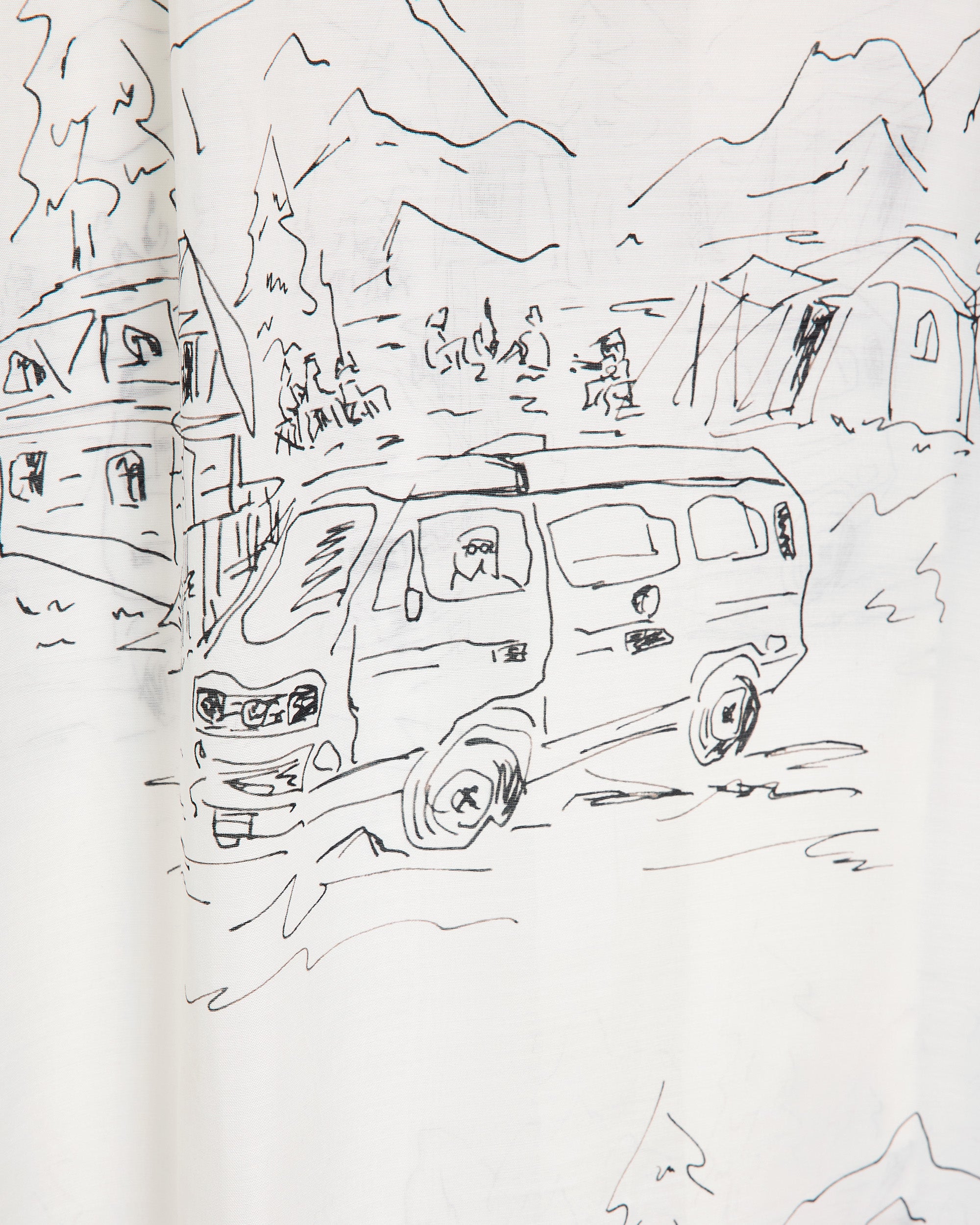 キュプラシルクローン / オープンカラー S/S シャツ, White Vanagon