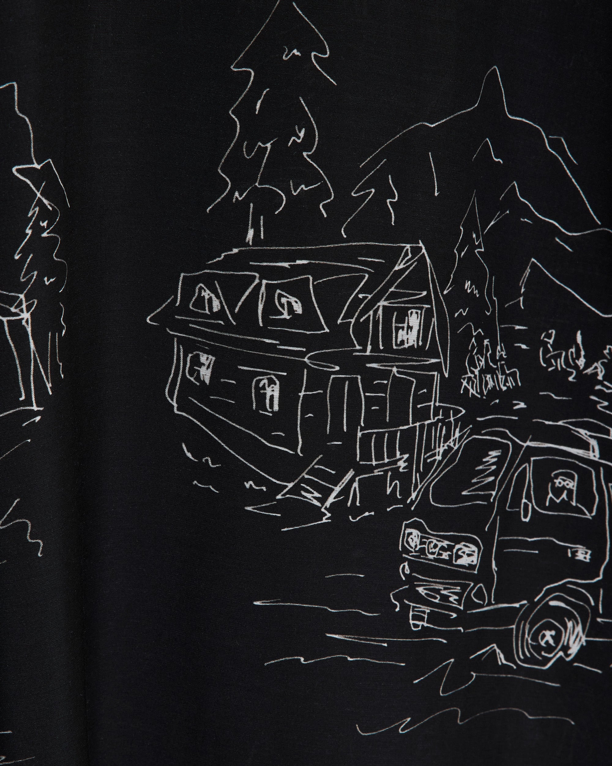キュプラシルクローン / オープンカラー L/S シャツ, Black Vanagon