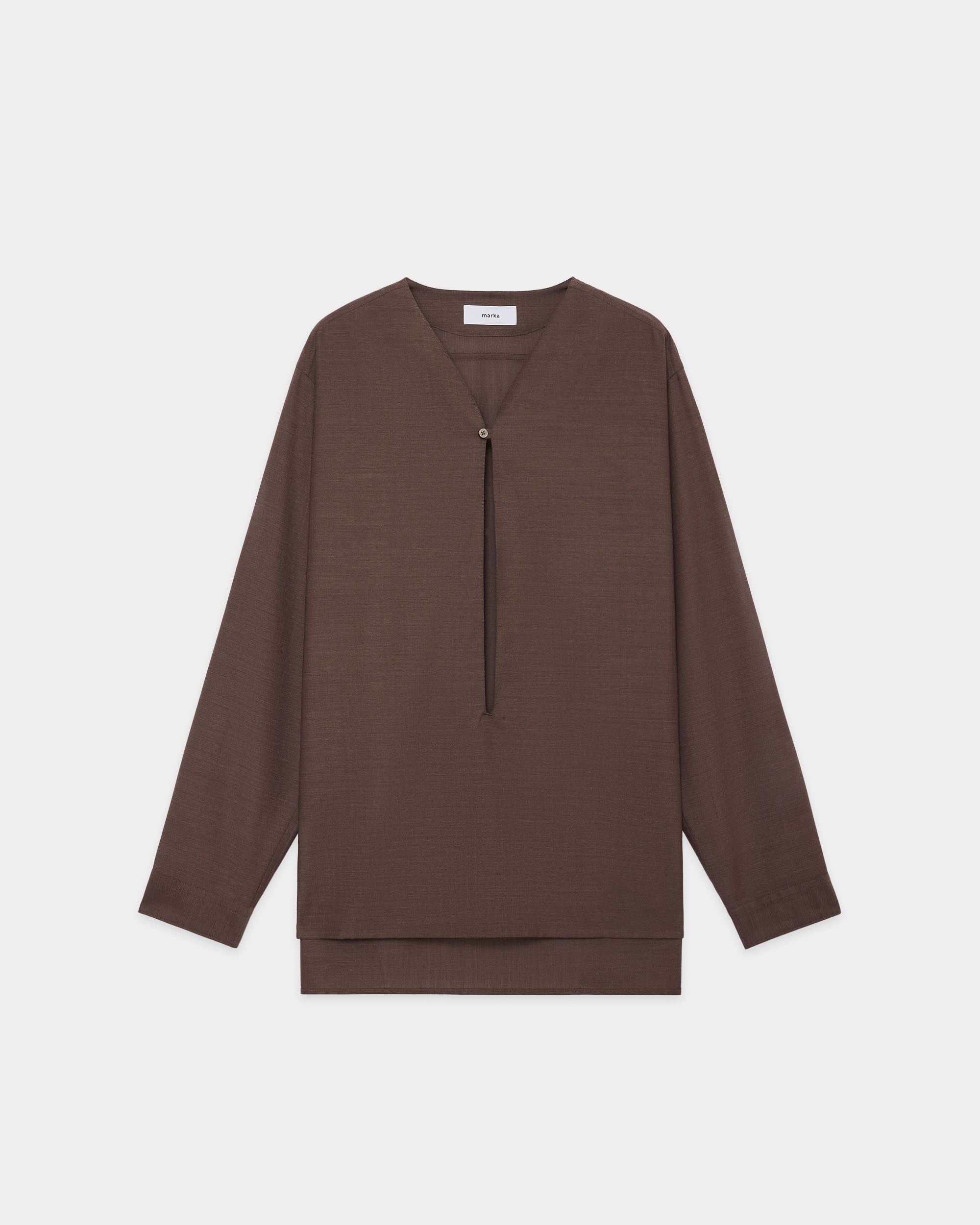 2/72ウール強撚トロピカル / スキッパーシャツ, Brown